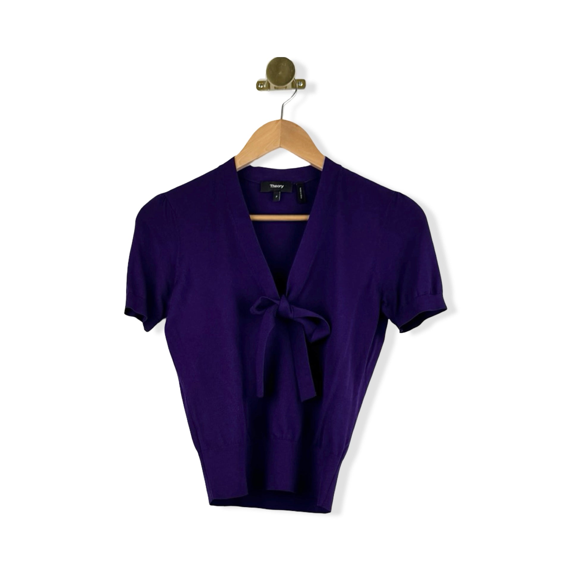 Theory Plunge Neck Tie Knit Top