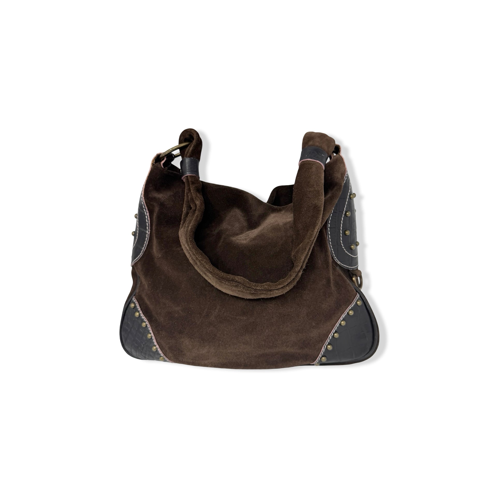 Studded Suede Shoulder Bag