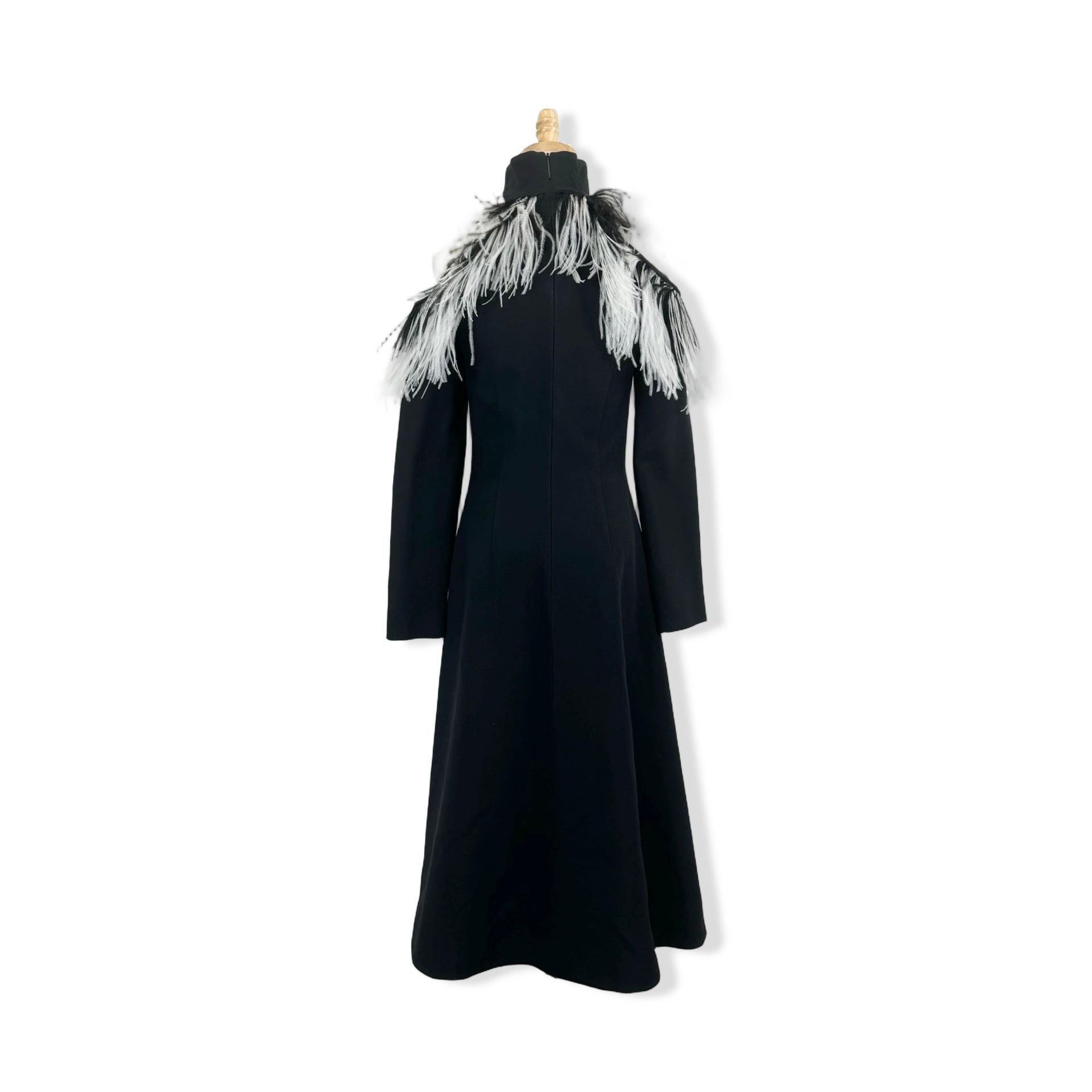 Christopher Kane Cold Shoulder Ostrich Feather Dress