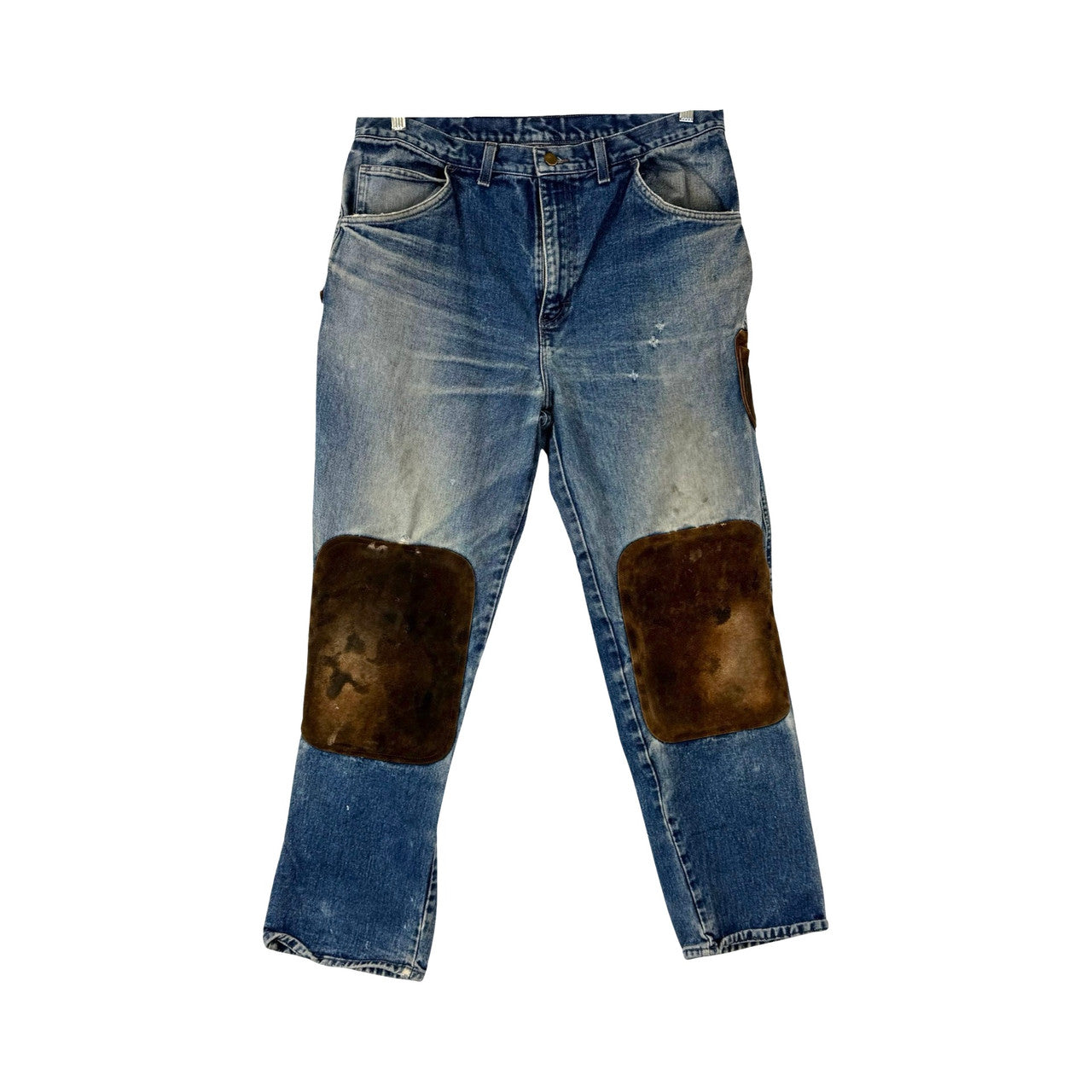 Vintage JD American Workwear Leather Patchwork Work Jeans-Thumbnail