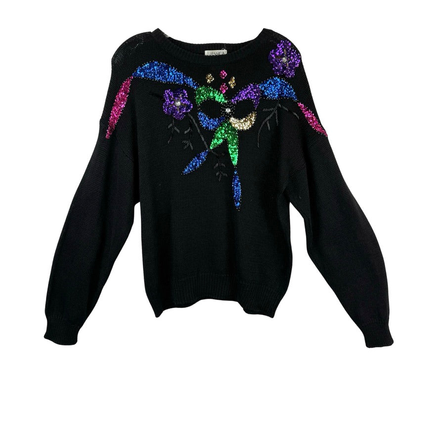 Vintage Jessica Stevens Floral Sequined Sweater