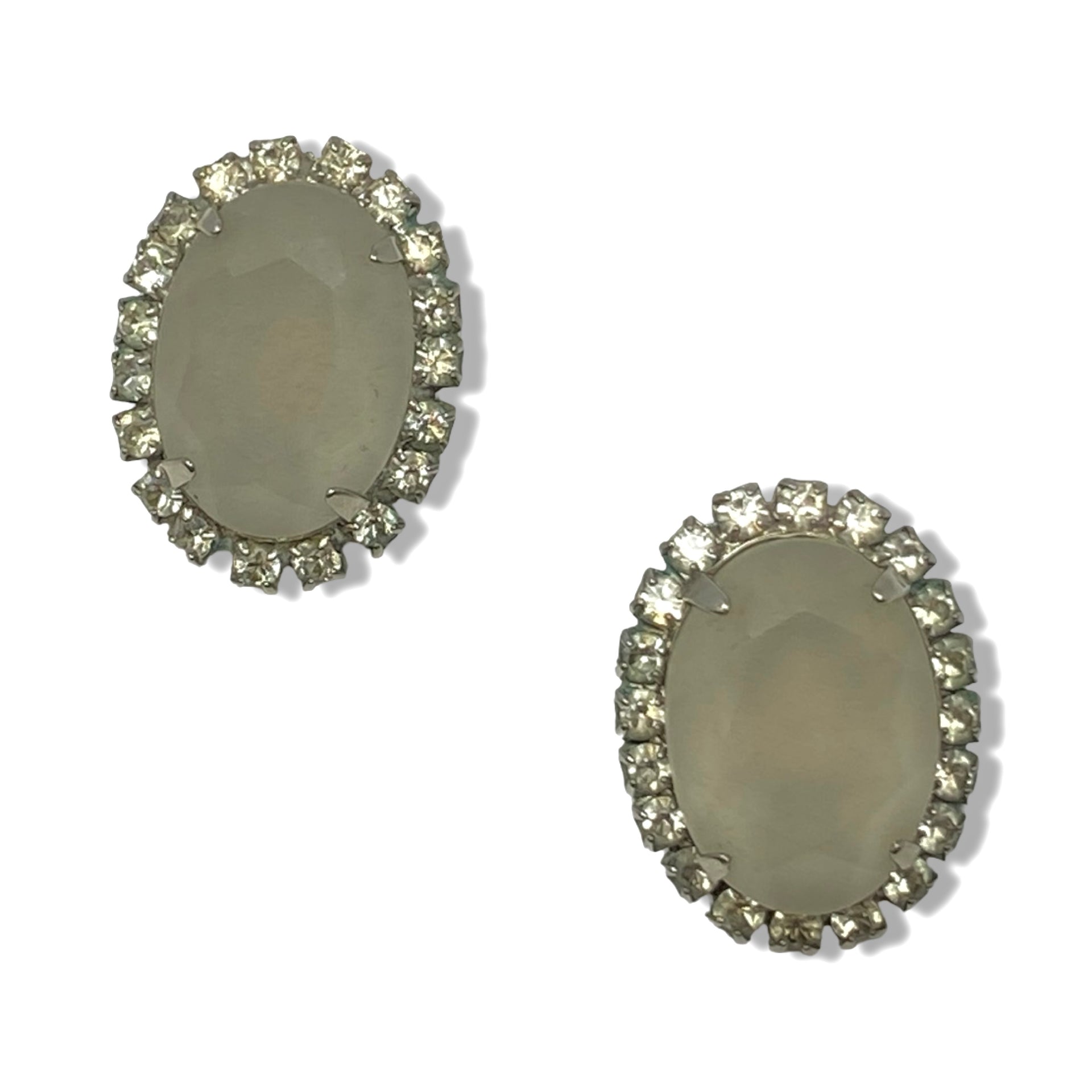 Matte Stone Rhinestone Clip On Earrings