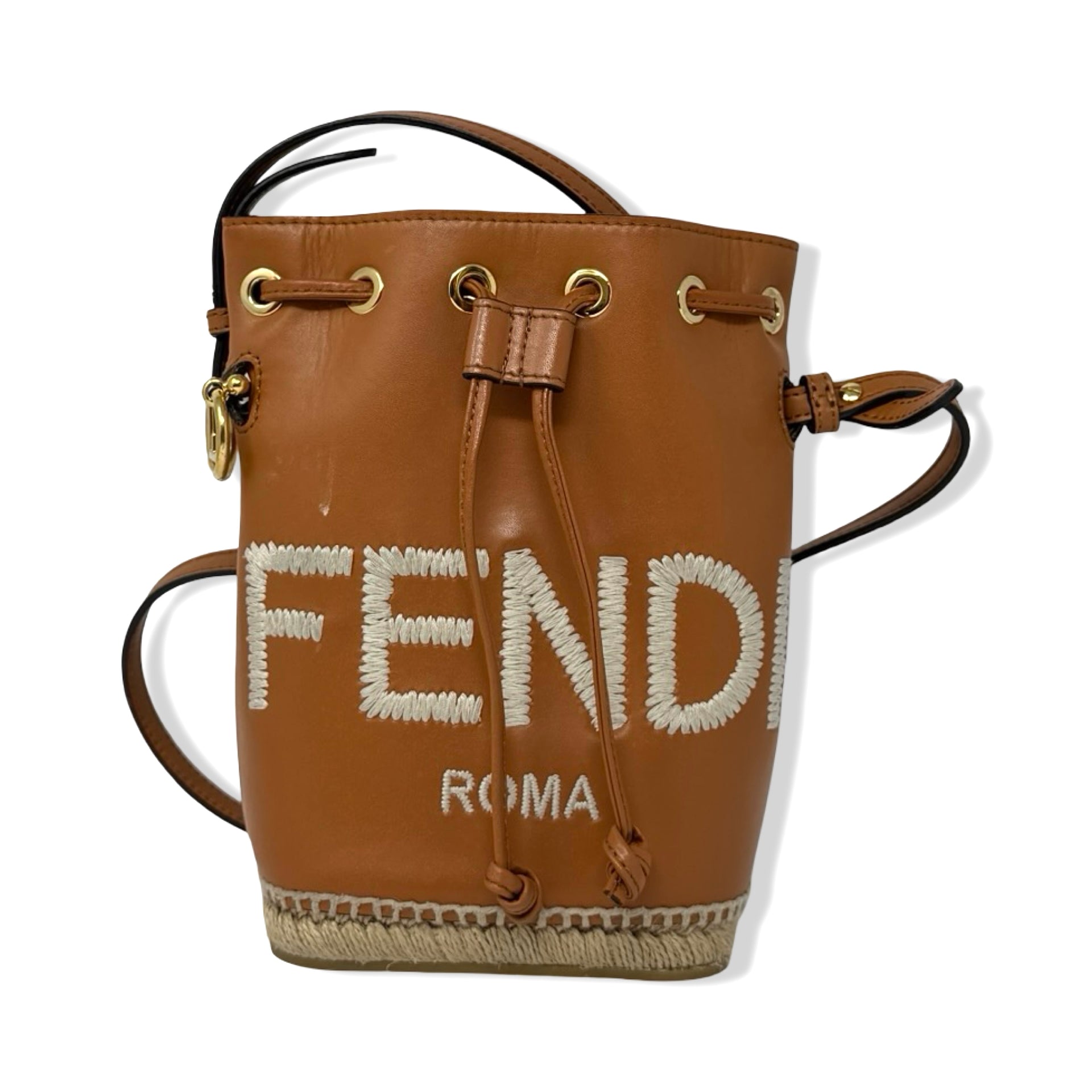 Fendi Embroidered Leather Mini Mon Tresor Bucket Bag