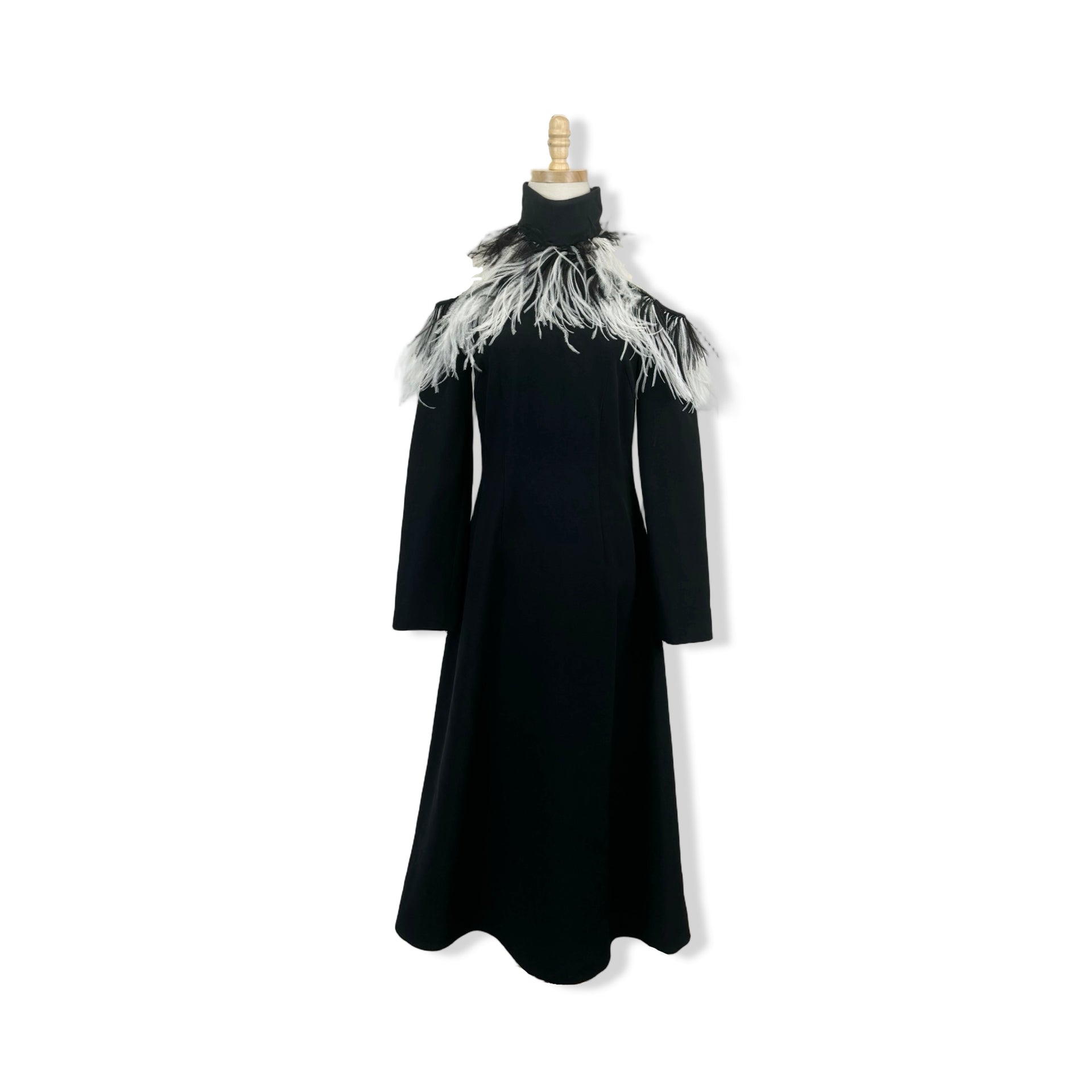 Christopher Kane Cold Shoulder Ostrich Feather Dress