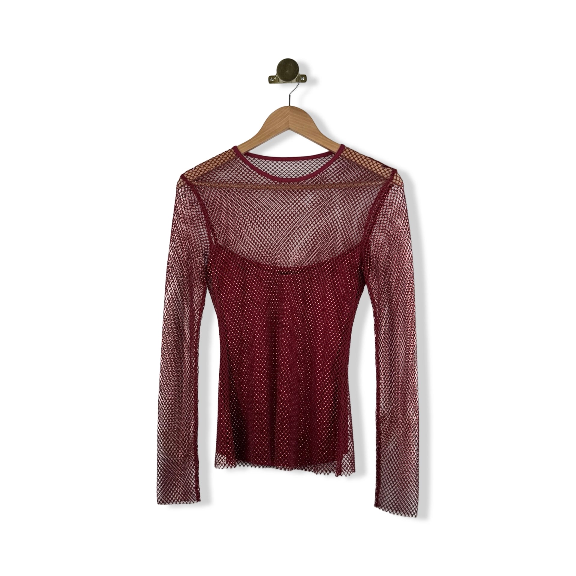 AQUA Embellished Mesh Top