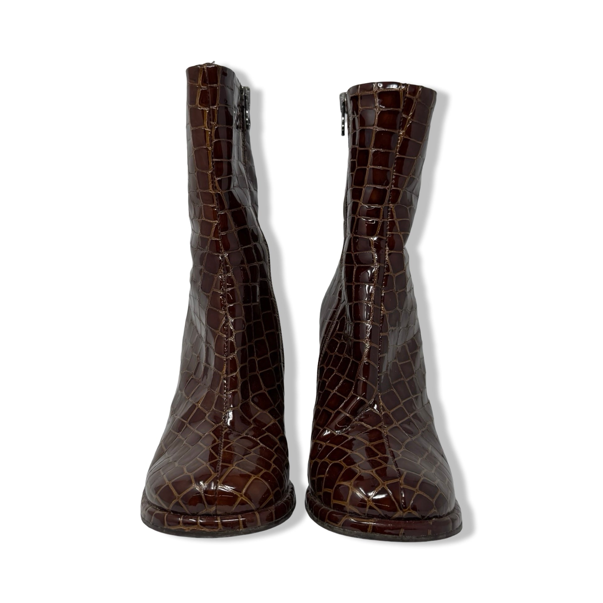 Jonak Patent Leather Croc Embossed Heel Bootie