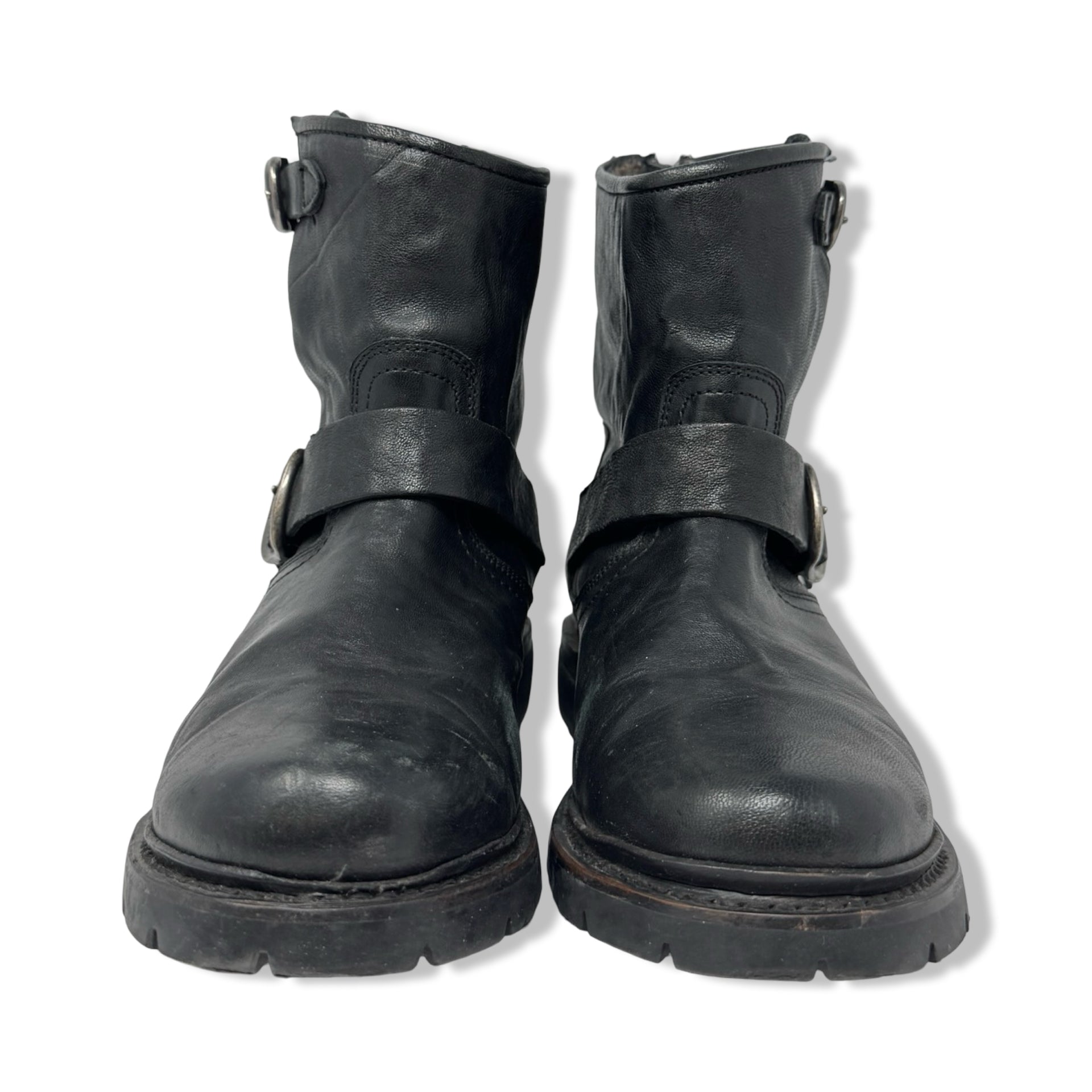 Frye Fur Lined Leather Moto Boots