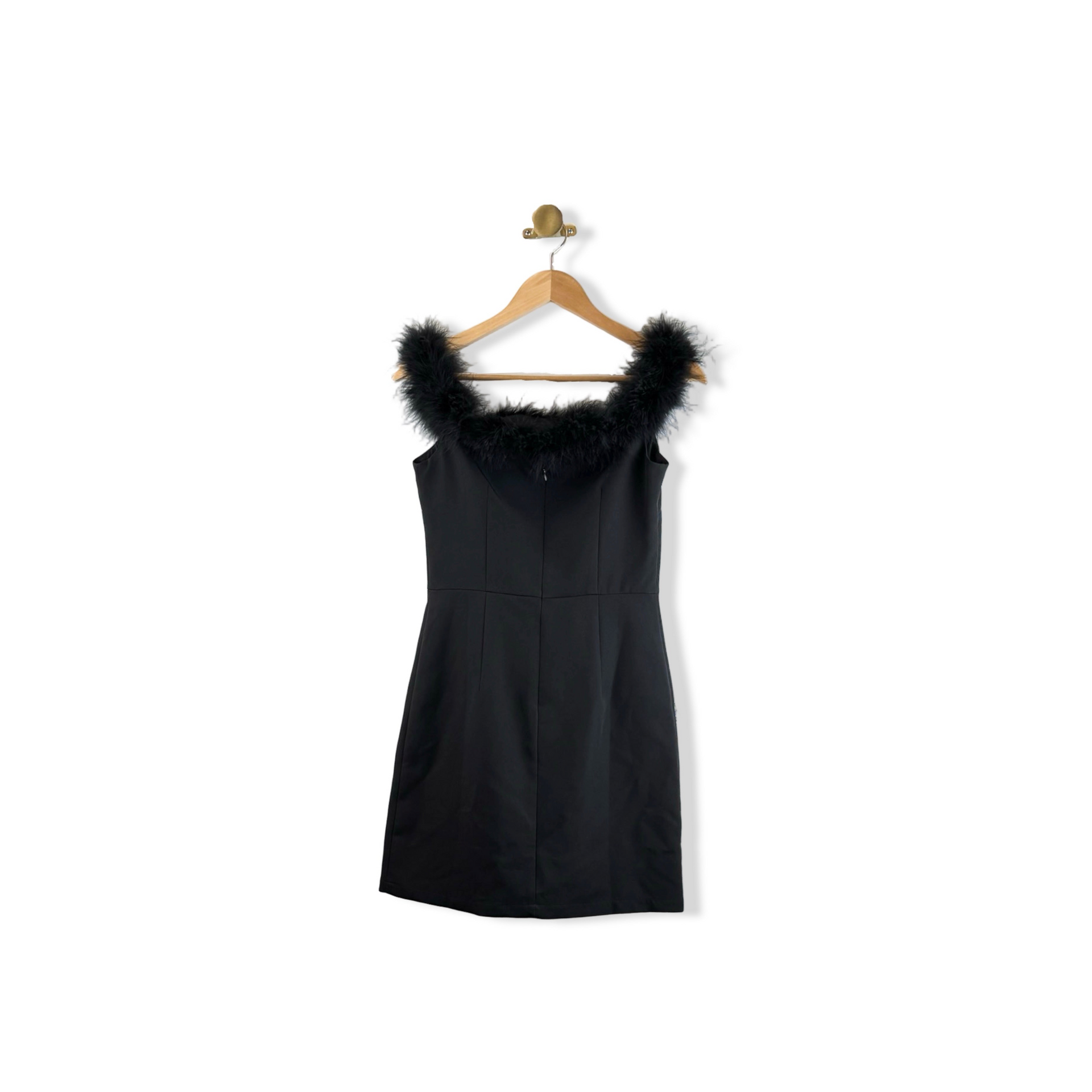 AQUA Feather Trimmed Dress