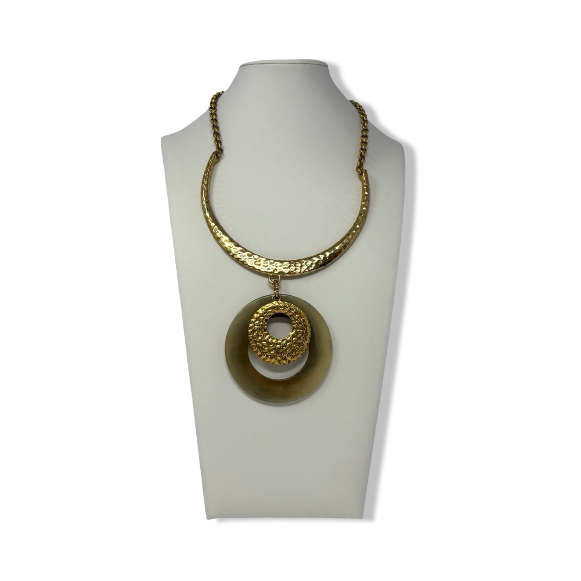 R.J. Graziano Hammered Metal Circle Pendant Necklace