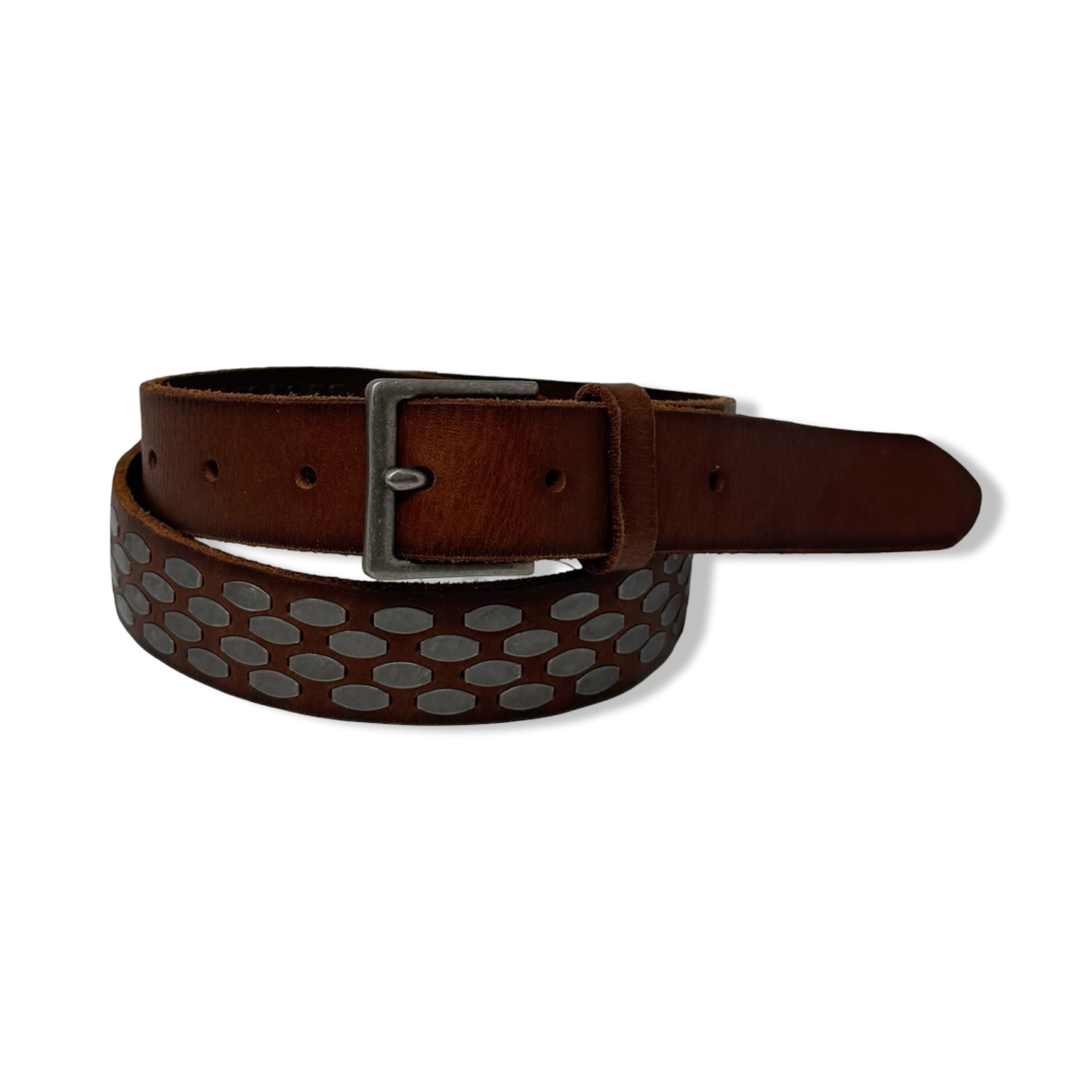 Linea Pelle Flat Studded Leather Belt