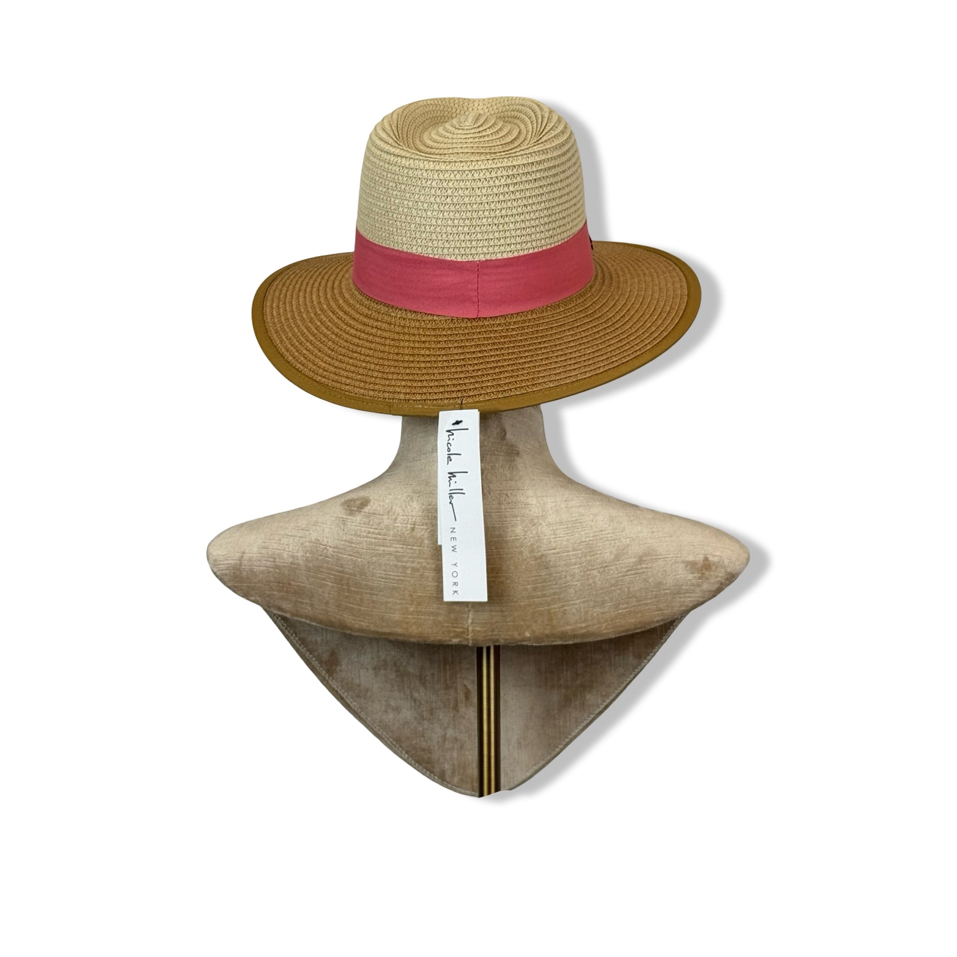 Nicole Miller Pink Hat Band Two-Tone Woven Hat