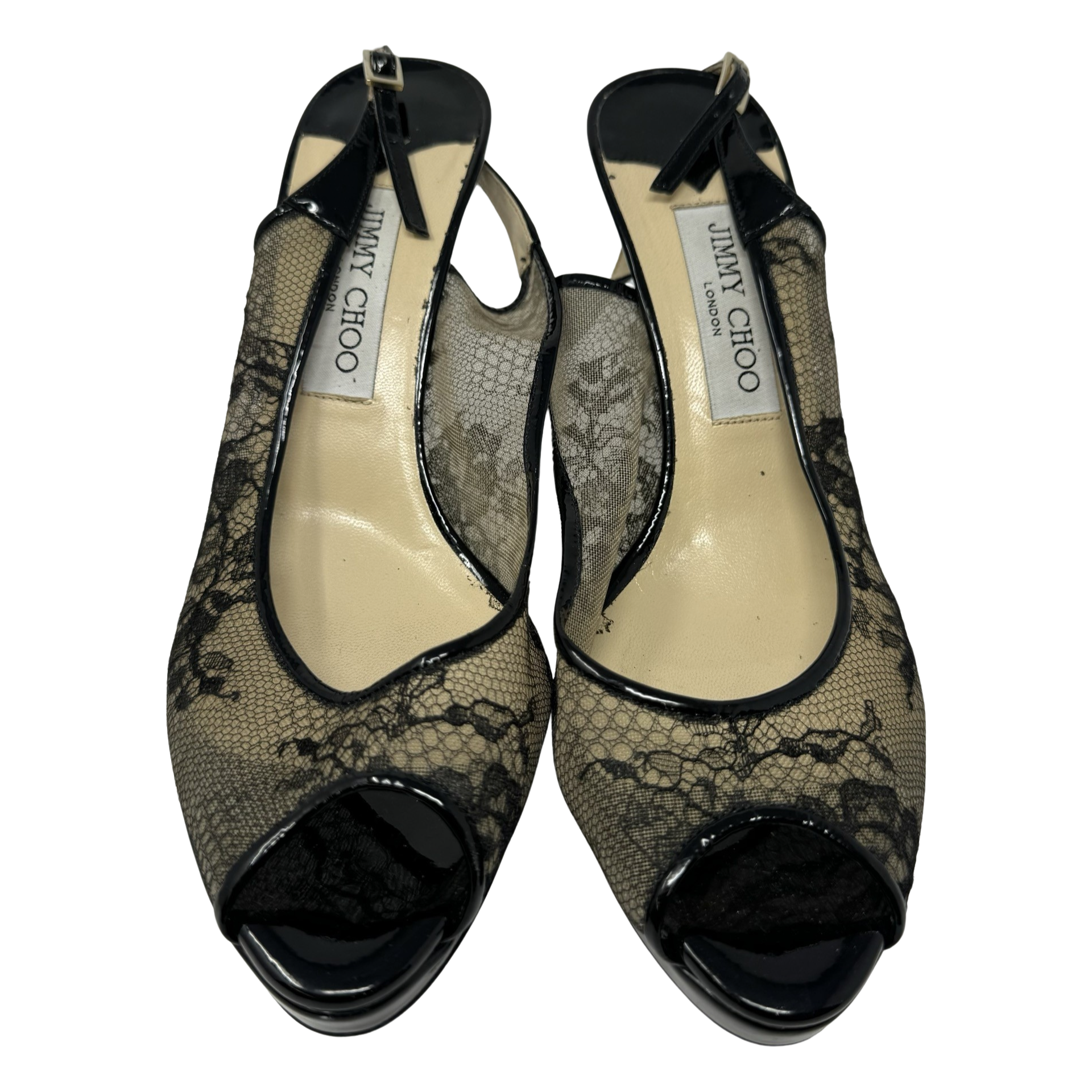 Jimmy Choo Nova Lace and Patent Leather Slingback Heel