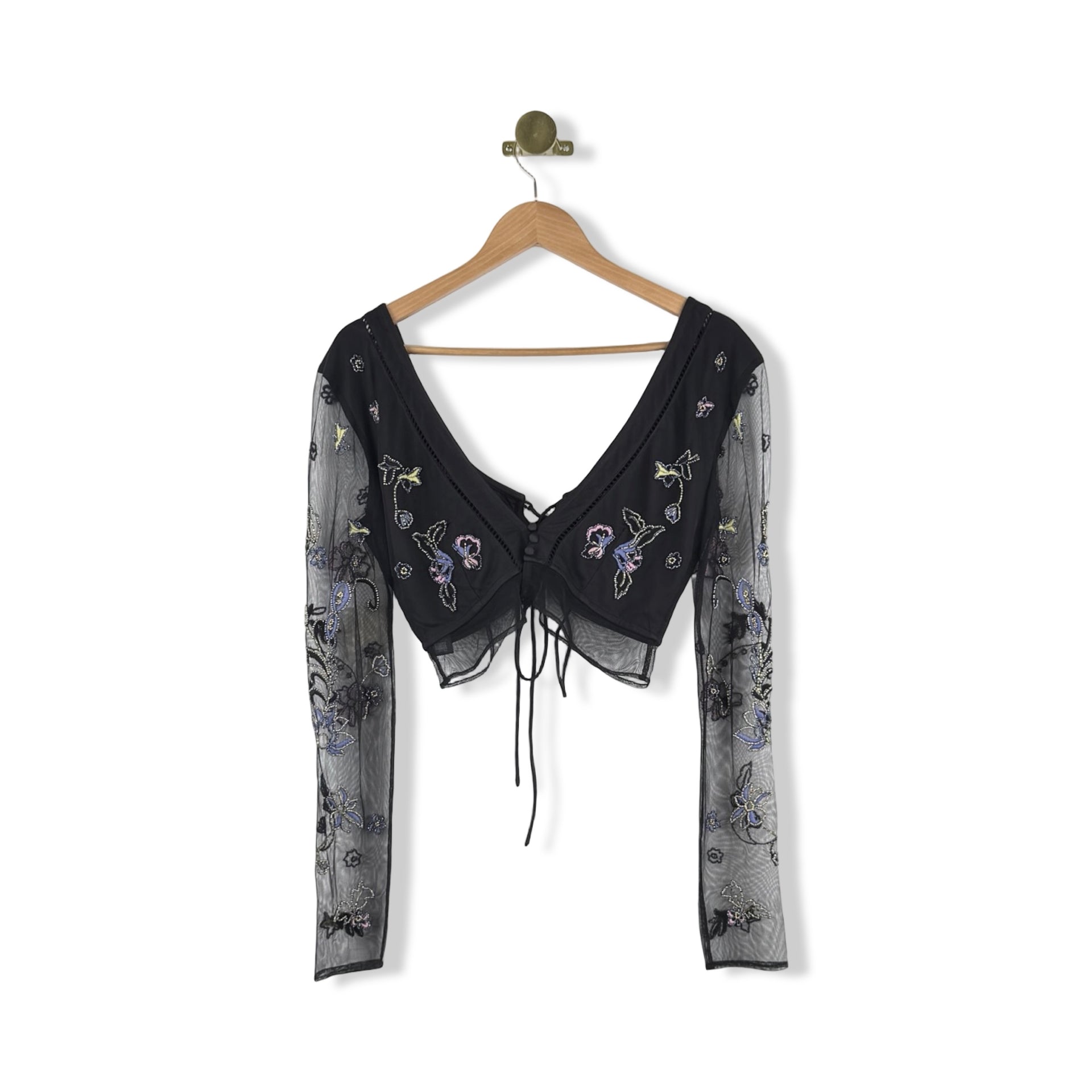 Reclaimed Vintage Beaded Sheer Top