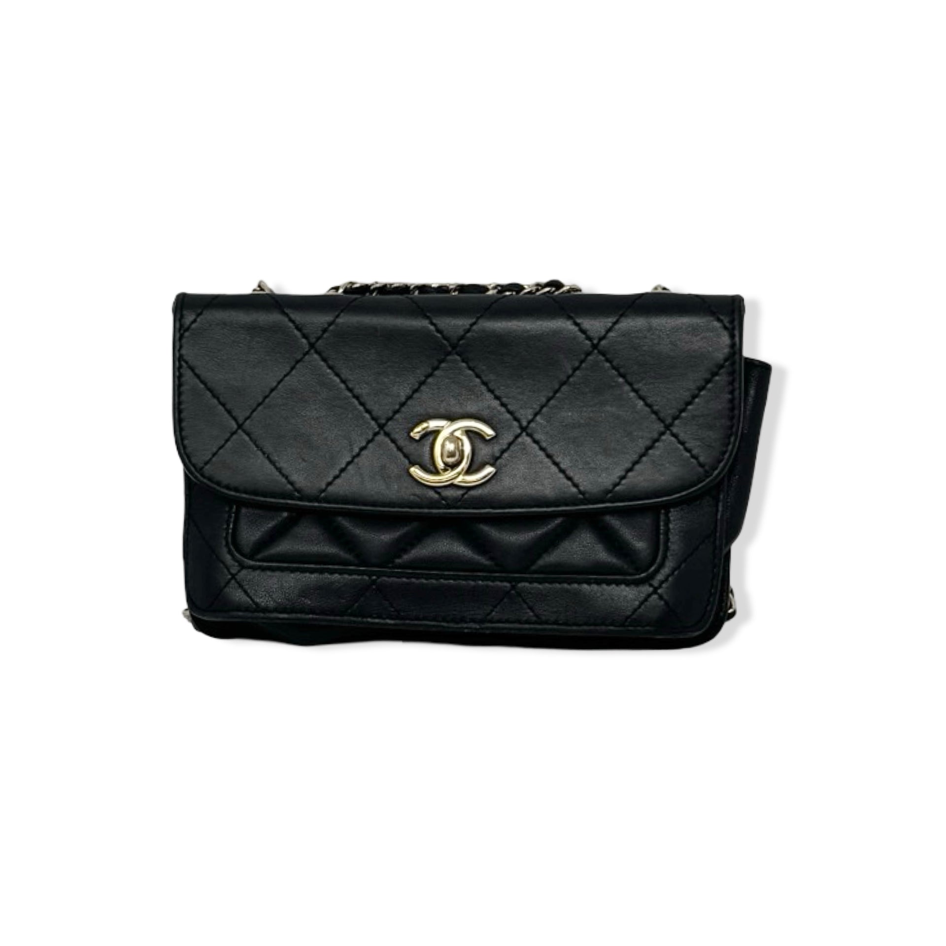 Chanel Stitched Front Pocket Small Flap Bag
