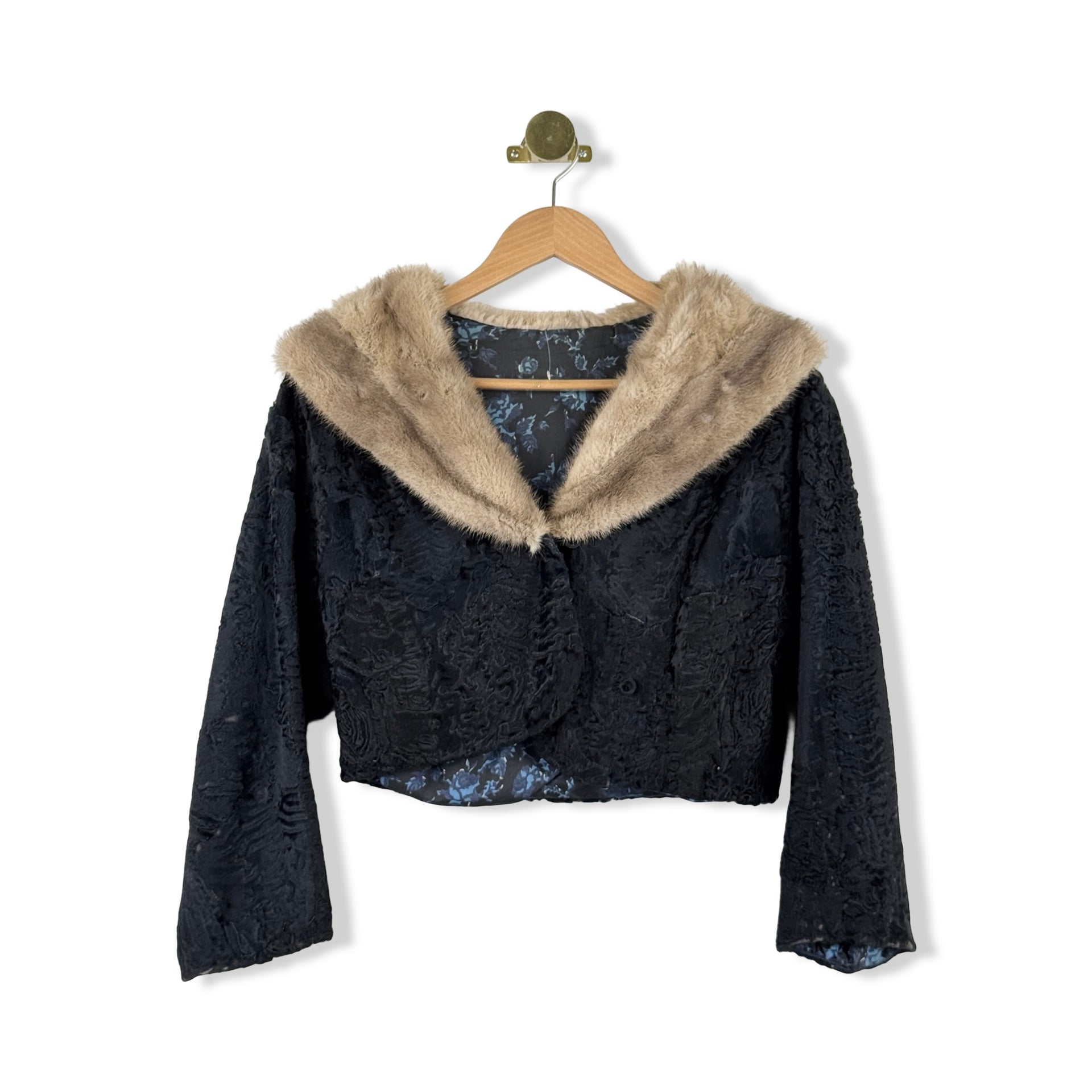 Vintage Lucy S Textured Faux Fur Cropped Jacket