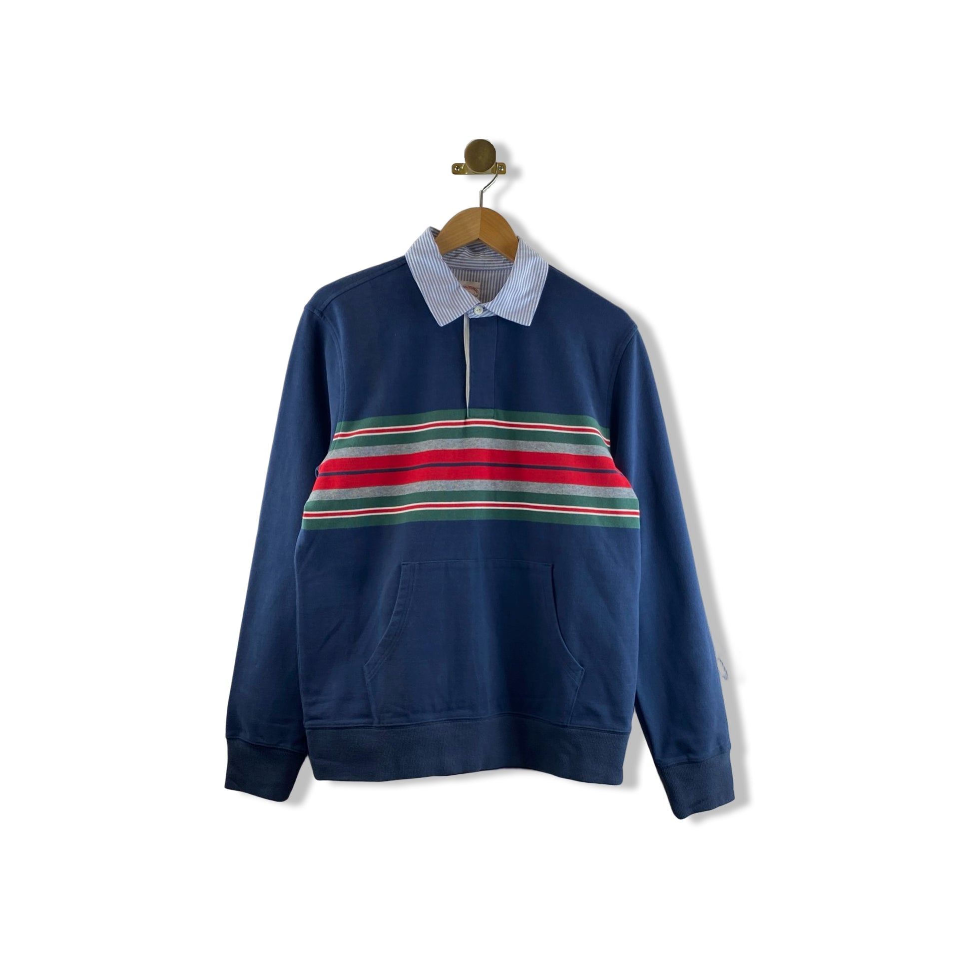 Brooks Brothers Striped Rugby Kangaroo Pullover