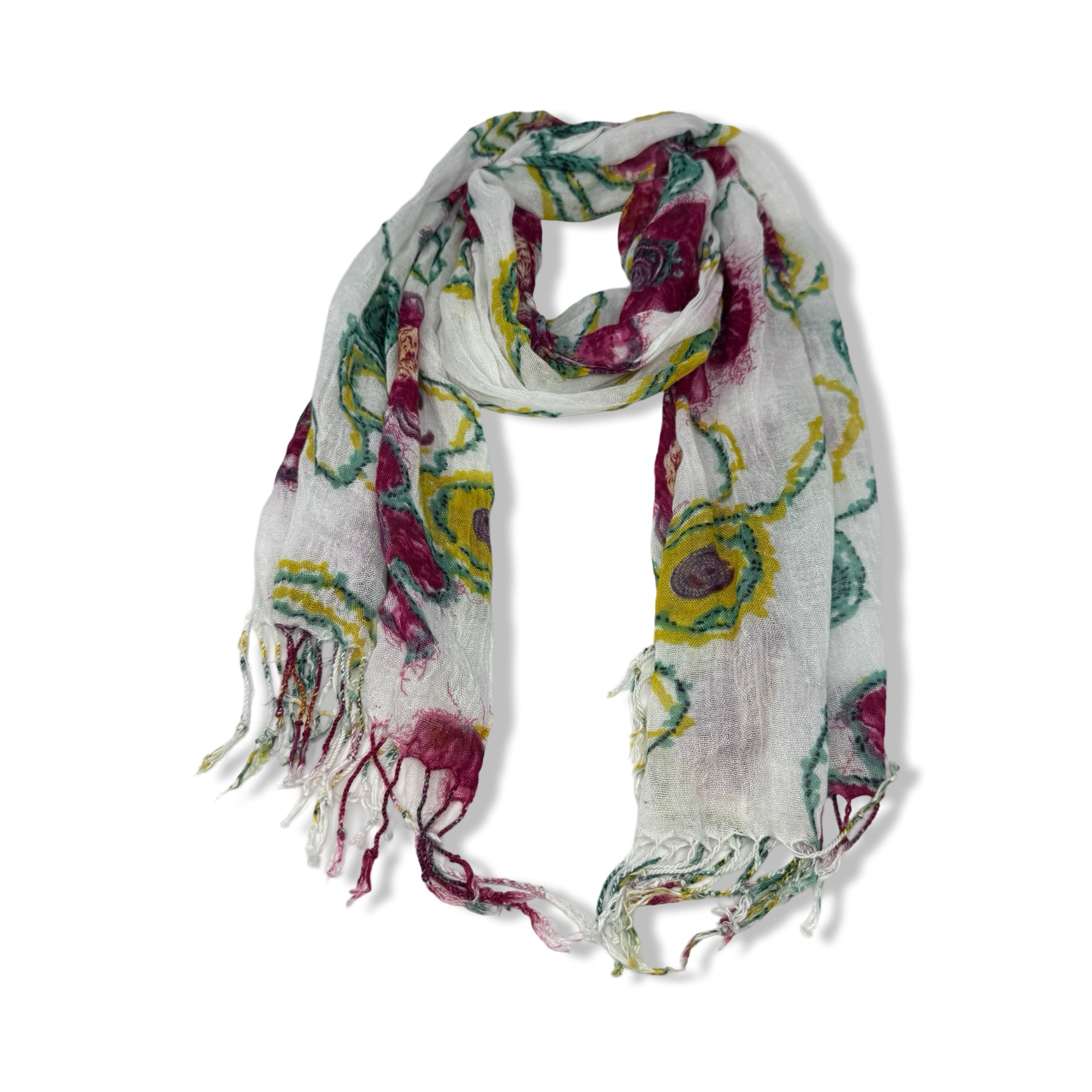 Fuschia Floral Fringe Scarf