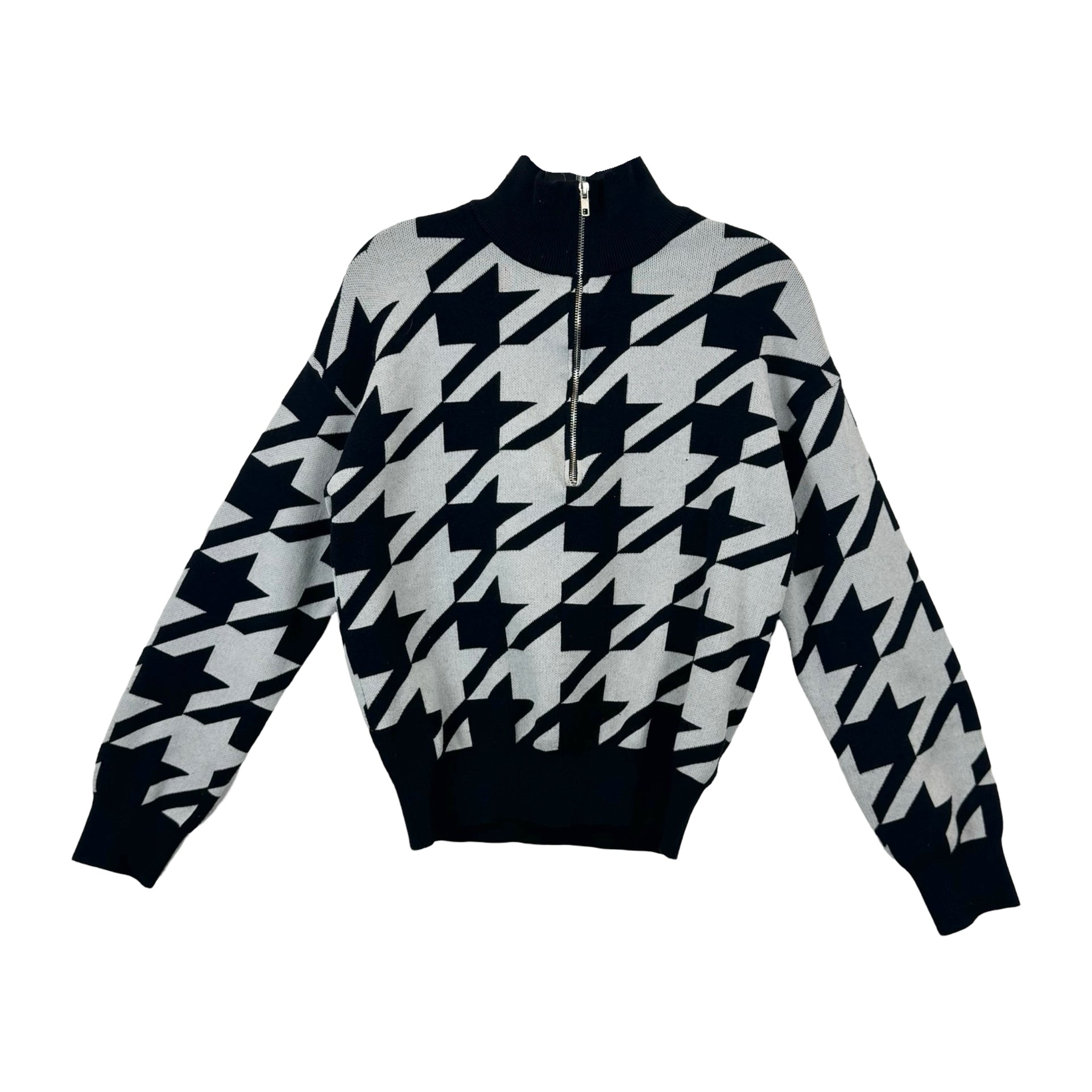 Vigoss Houndstooth Half Zip Sweater