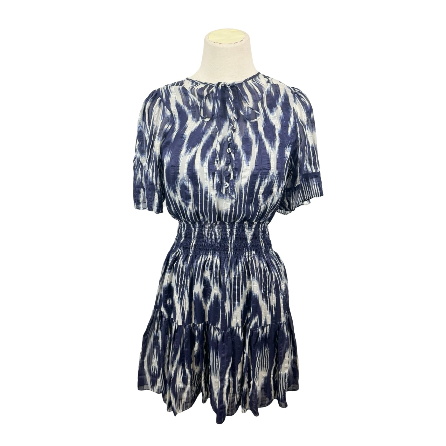 Rebecca Taylor Short Sleeve Ikat Smock Dress