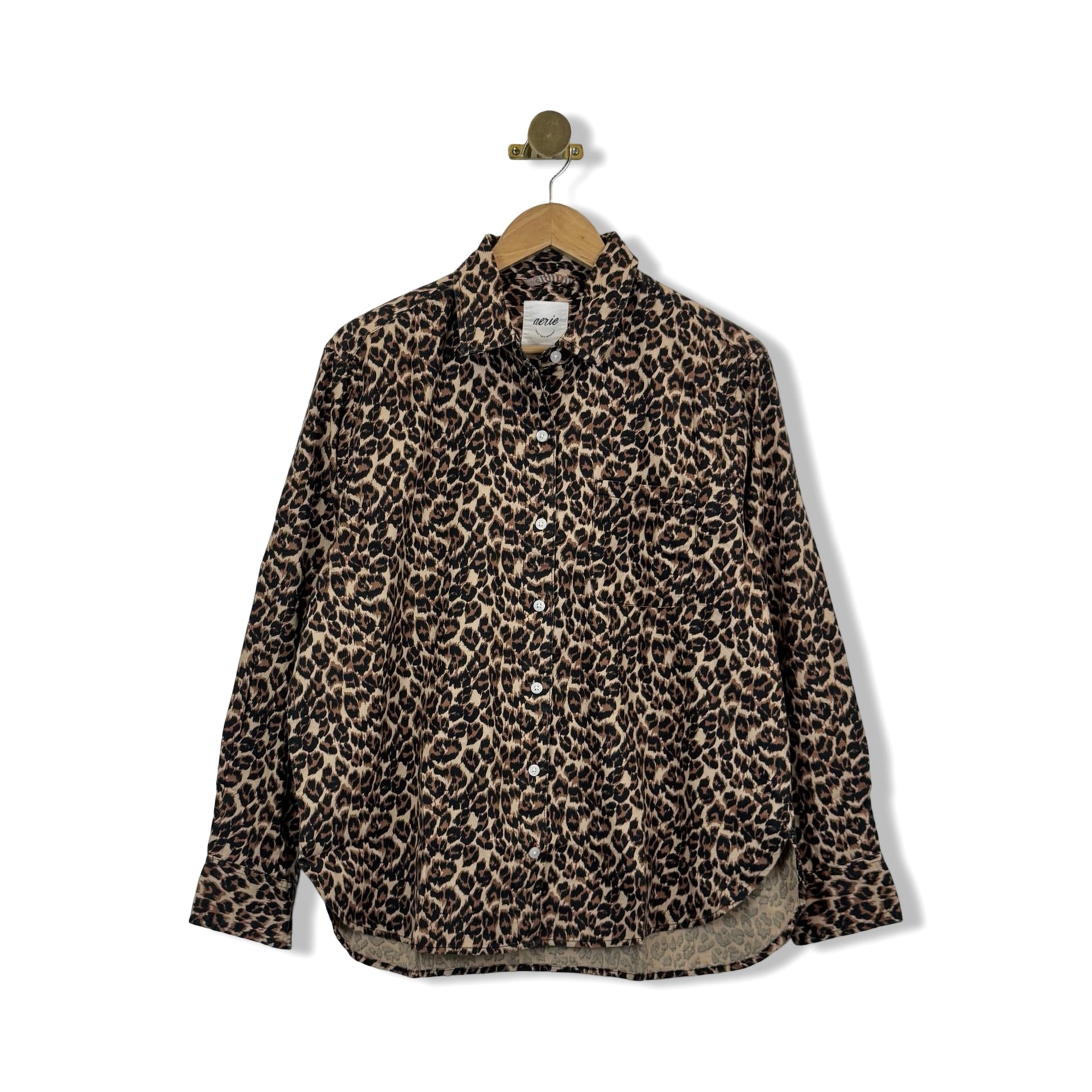 Aerie Off-Duty Leopard Flannel Pajama Shirt