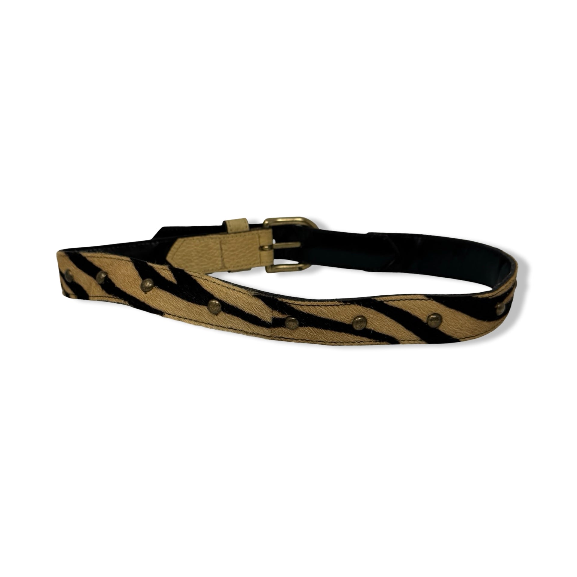 Vintage Zebra Print Pony Hair Belt