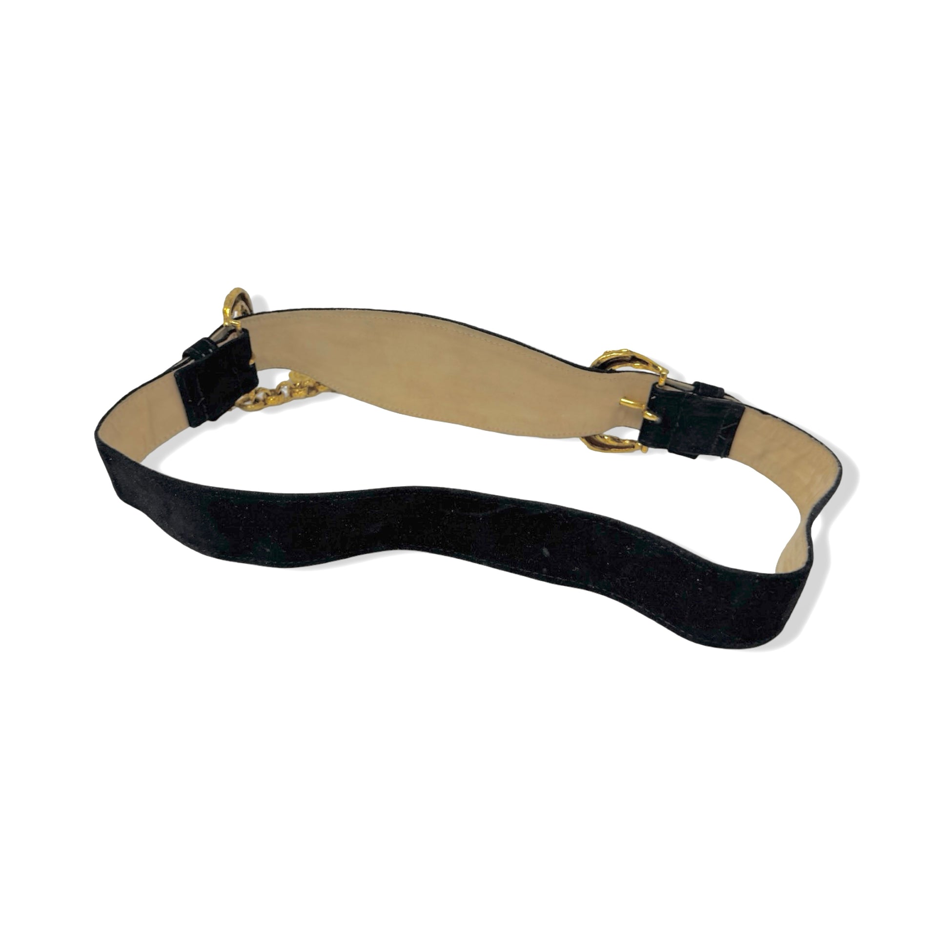 Vintage R.J. Graziano Velvet Double Buckle Link Chain Belt