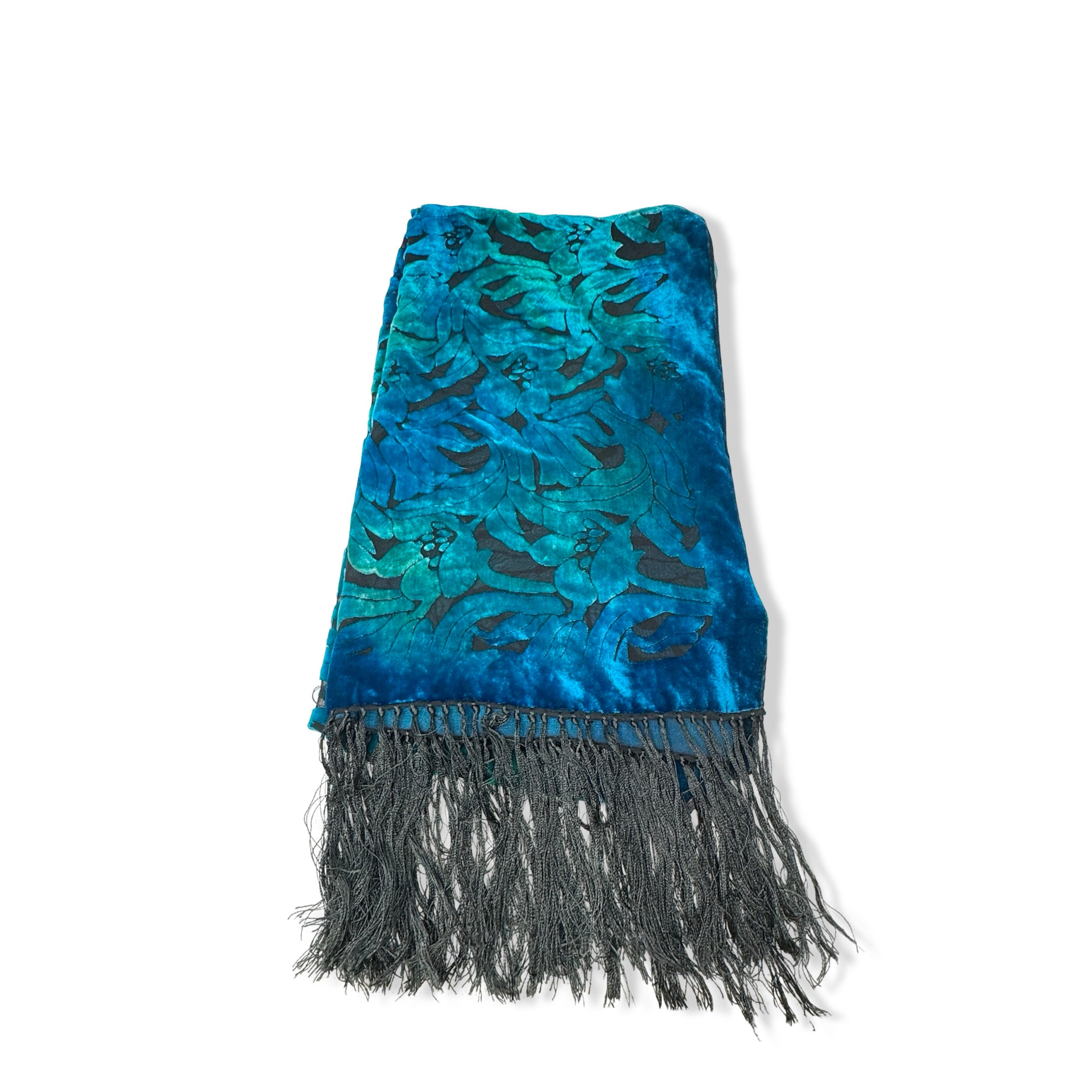 Besarani Velvet Floral Fringe Scarf