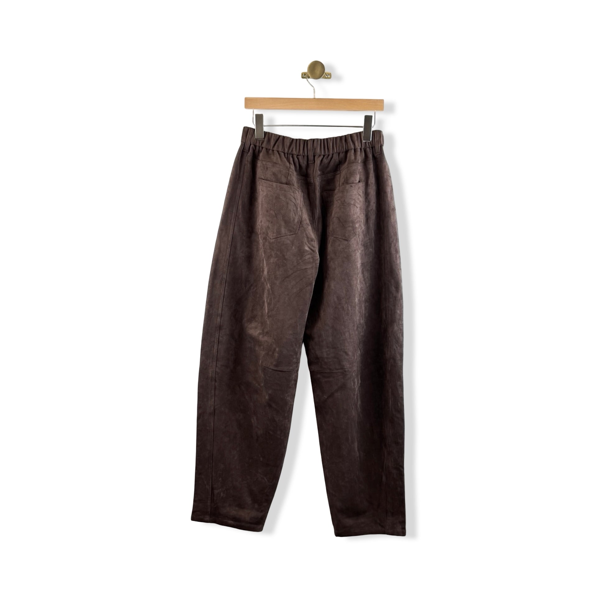 BLANKNYC Faux Suede Chocolate The Long Barrel Leg Pant
