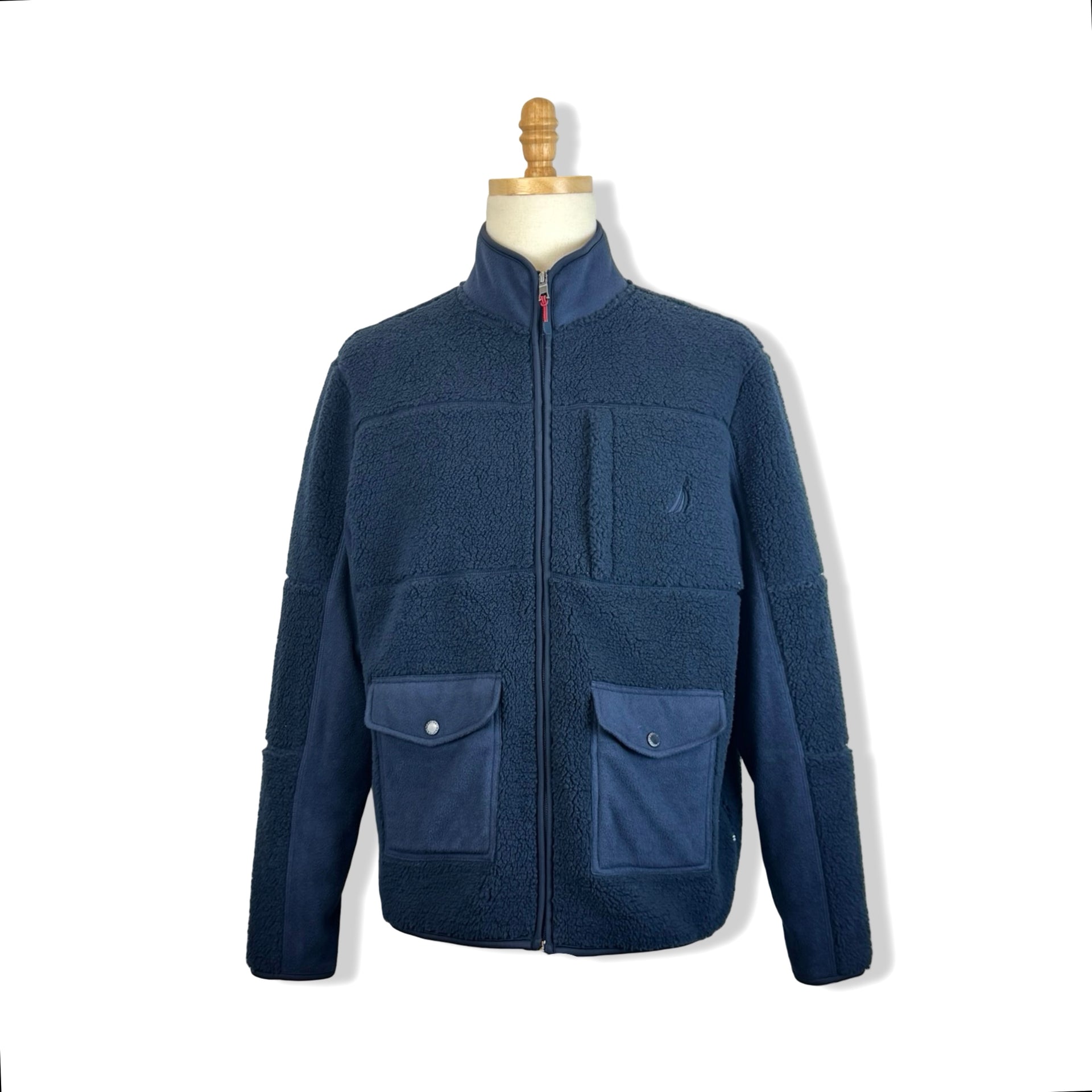 Nautica Faux Shearling Zip-Up Fleece Jacket