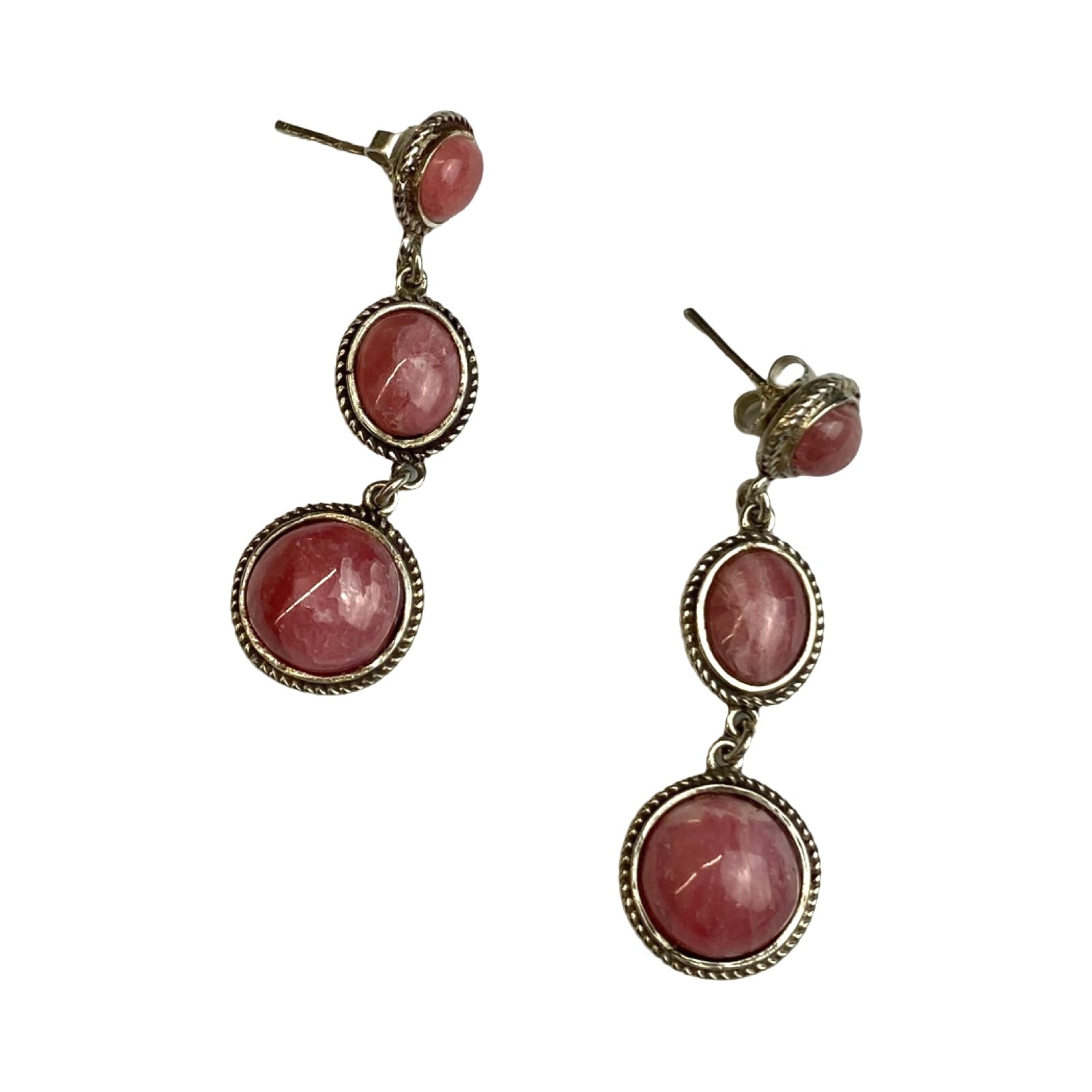 Sterling Silver Rhodocrosite Drop Earrings