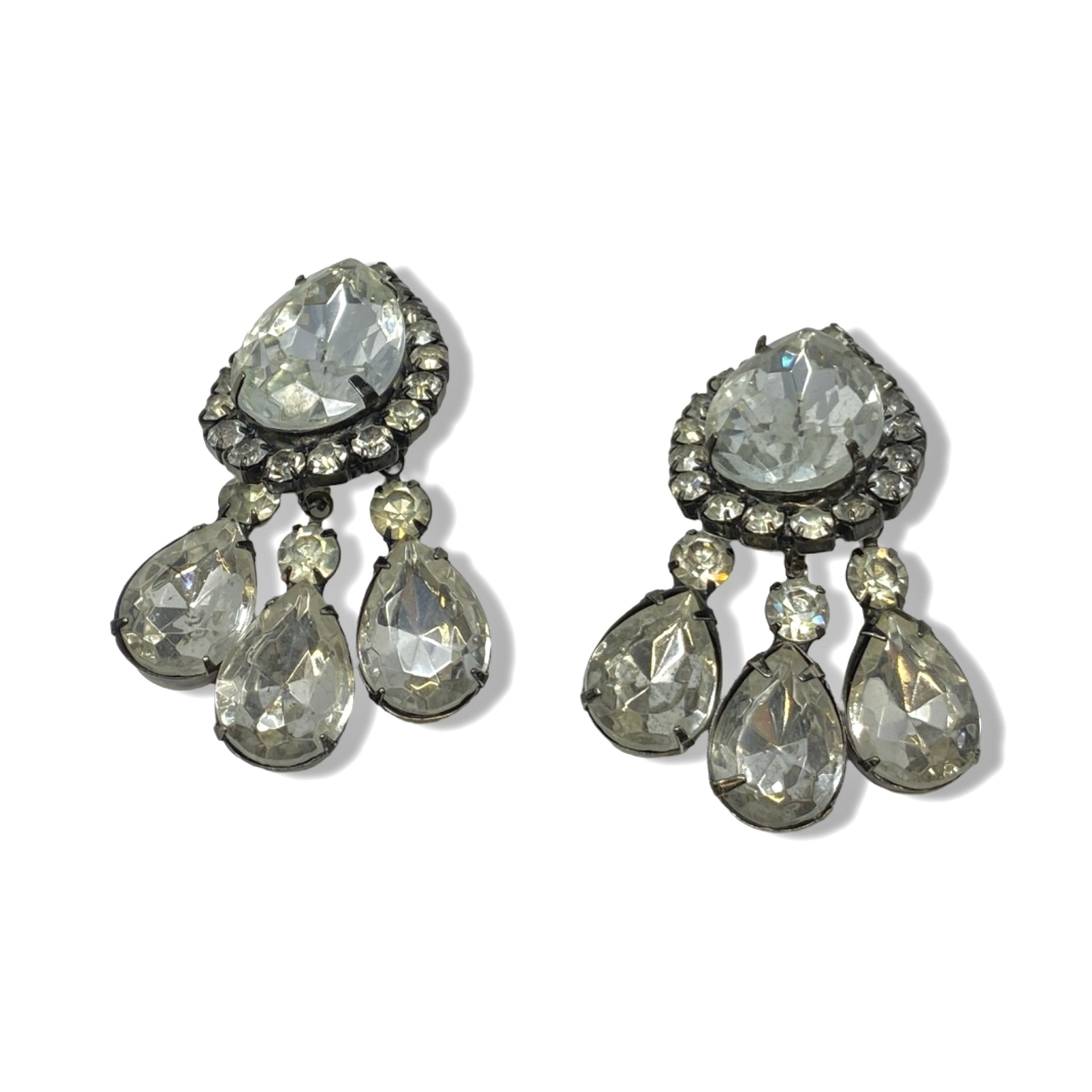 Kenneth Jay Lane Teardrop Stud Drop Clip On Earrings
