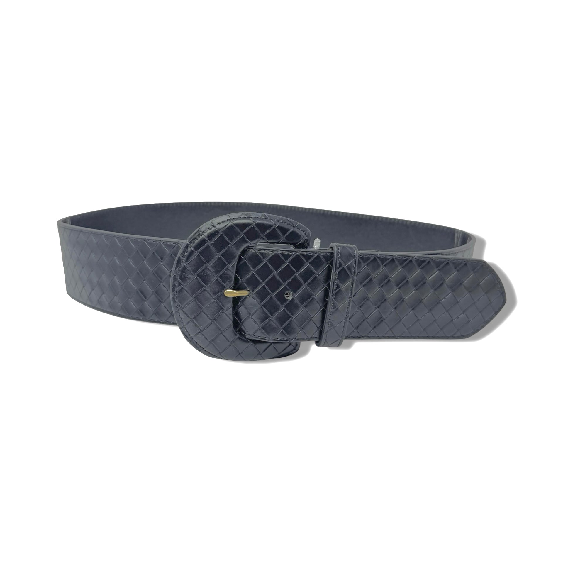 Wide Woven Faux Leather Belt