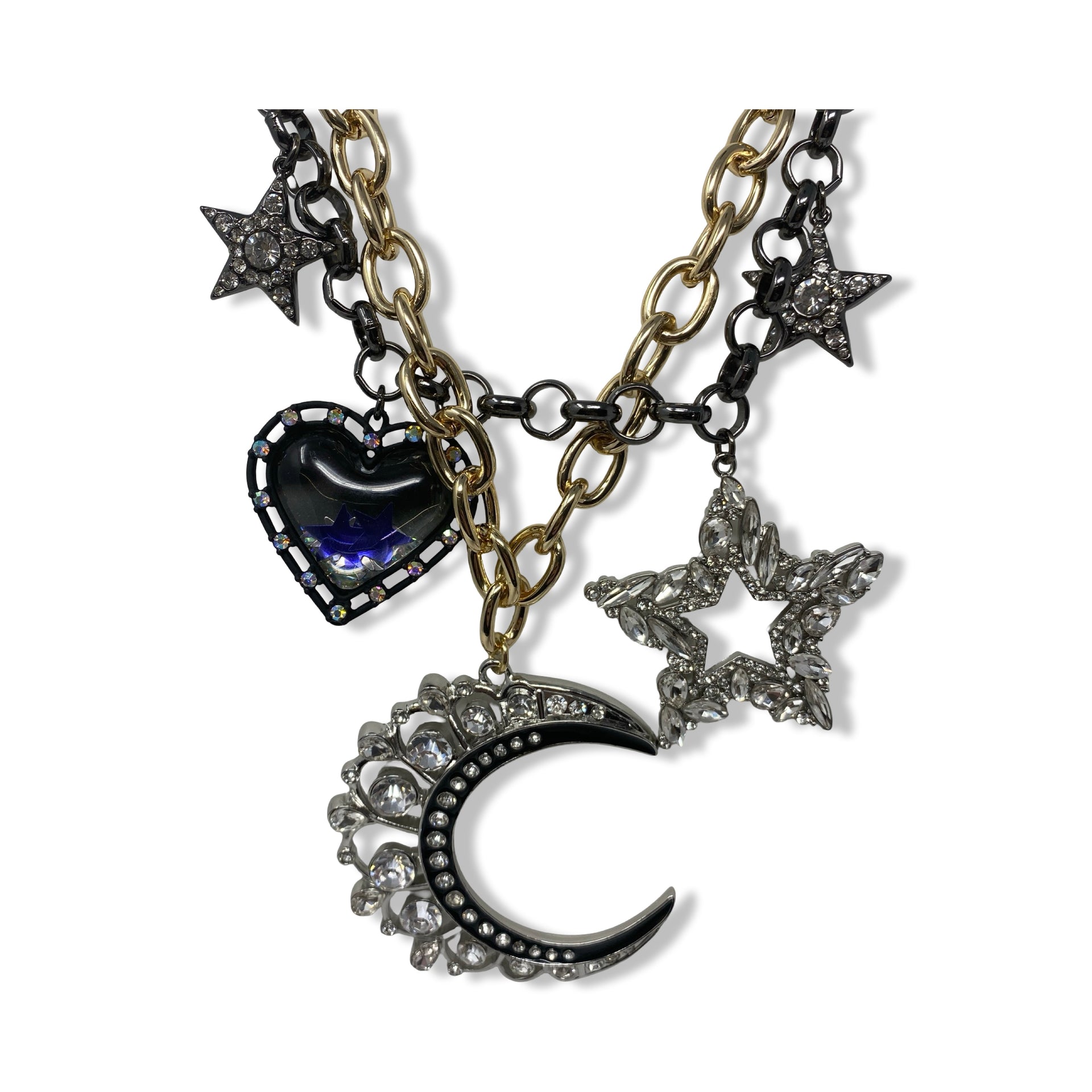 Betsey Johnson Celestial Mixed Charm Necklace
