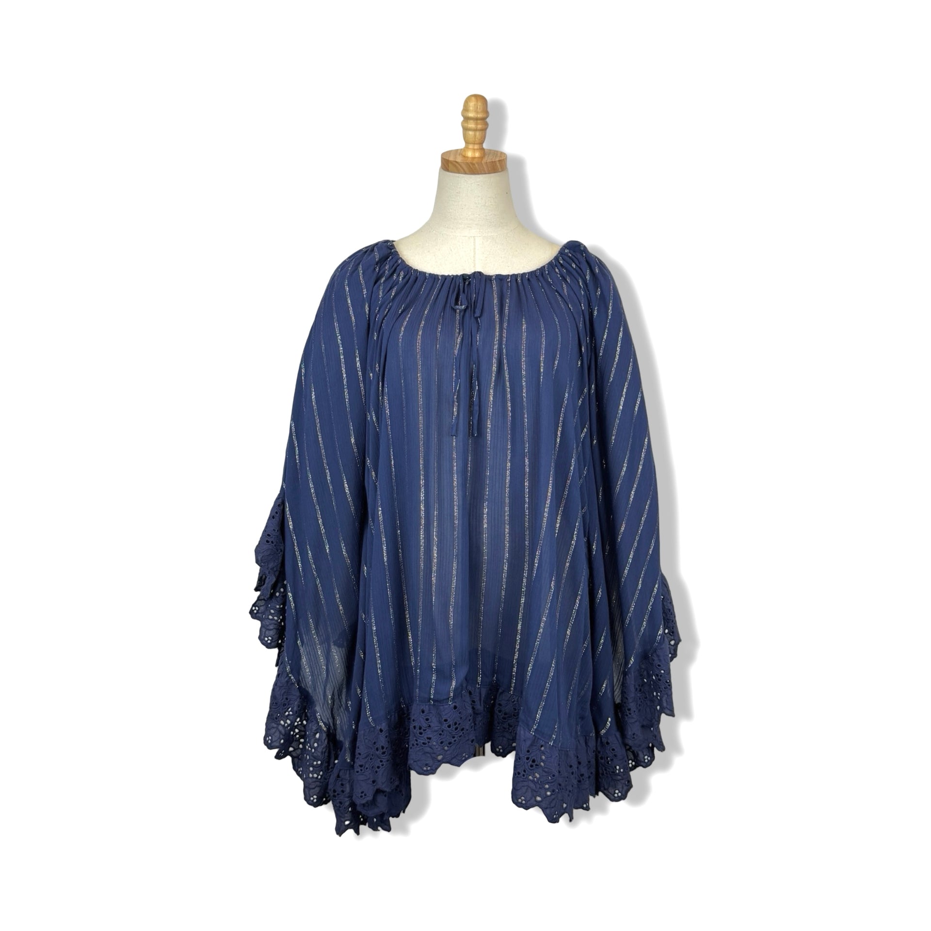 Heartloom Metallic Striped Poncho Top