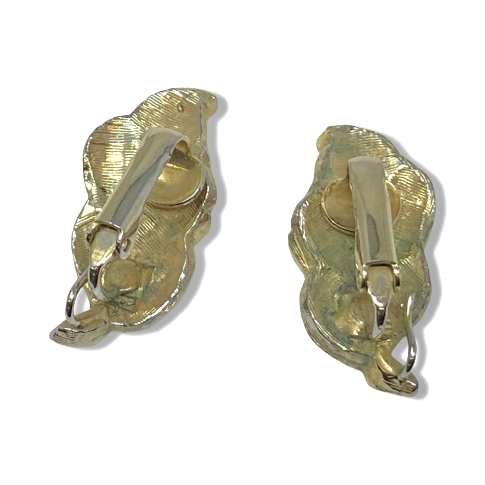 Rhinestone Leaf Clip On Earrings
