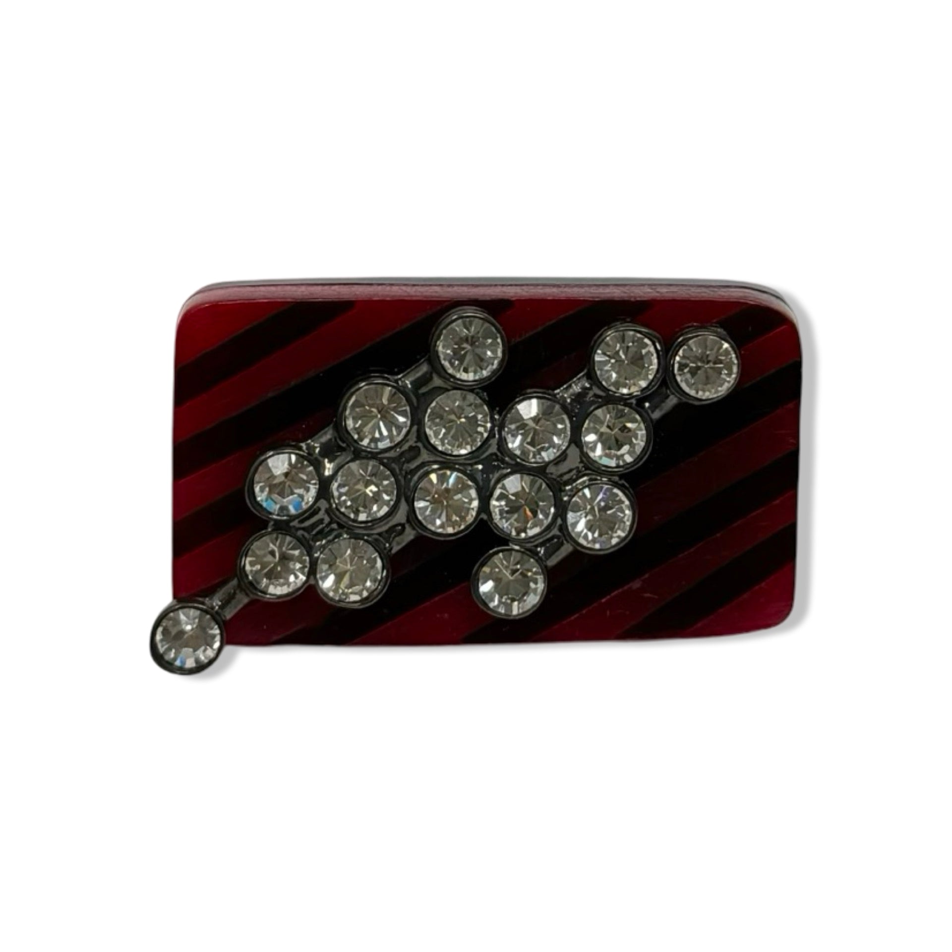 Marni Red and Black Striped Horn and Diamante Ring