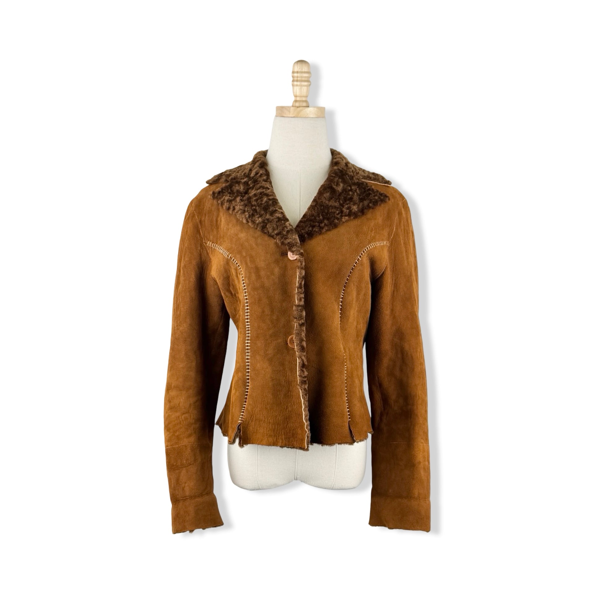 Shearling Suede Contrast Stitch Jacket