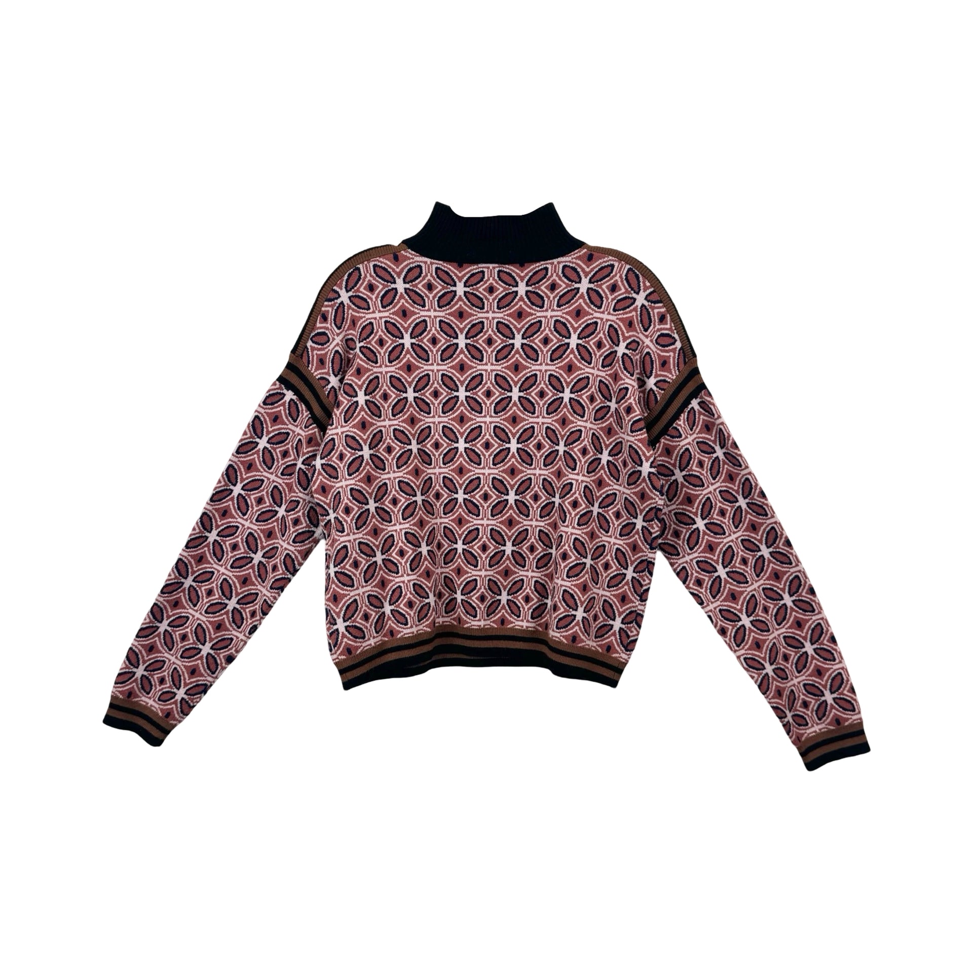 Noveaux Geometric Half Zip Sweater