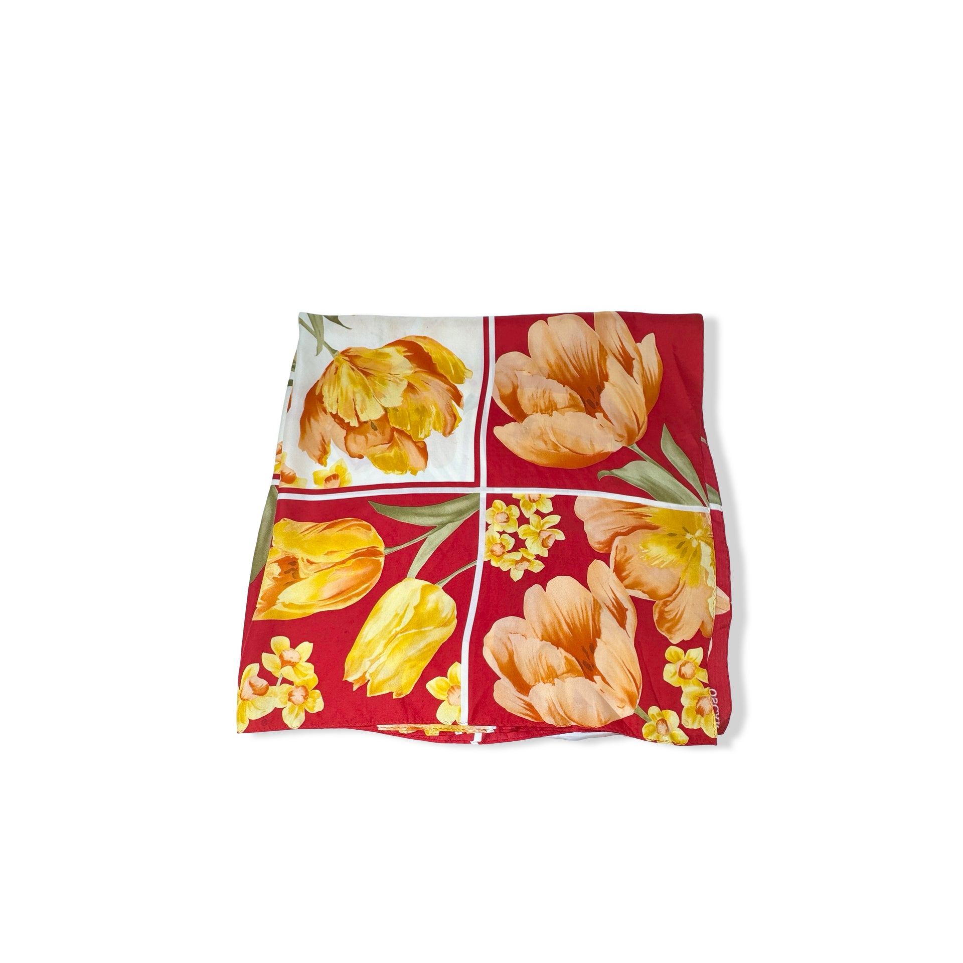 Oscar de la Renta Geometric Floral Satin Scarf