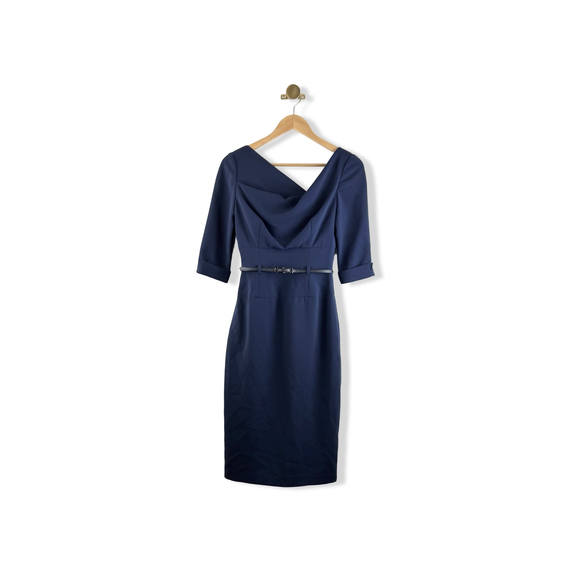 Black Halo Half Sleeve Belted Dress