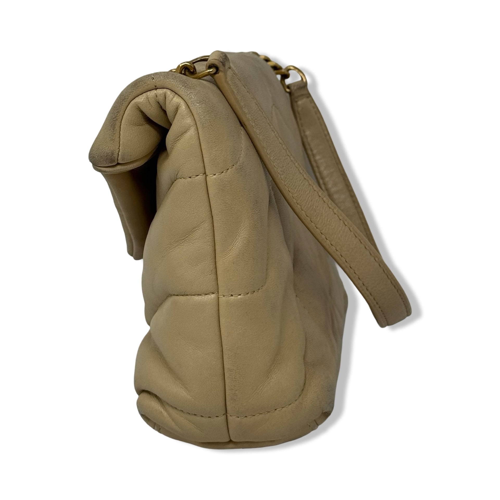 Saint Laurent Beige Toy Loulou Puffer Shoulder Bag