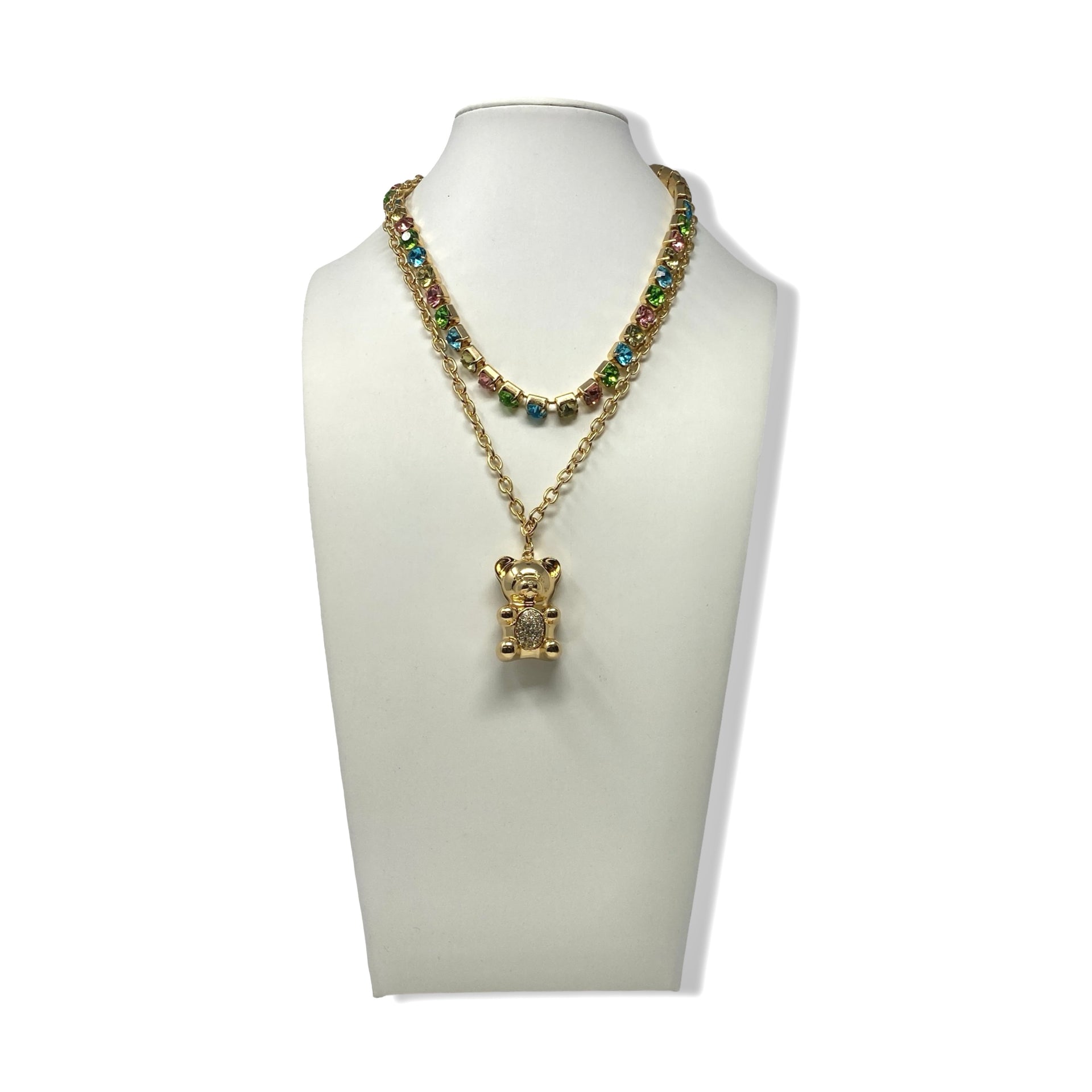 Betsey Johnson Tennis Strand and Gummy Bear Layered Necklace