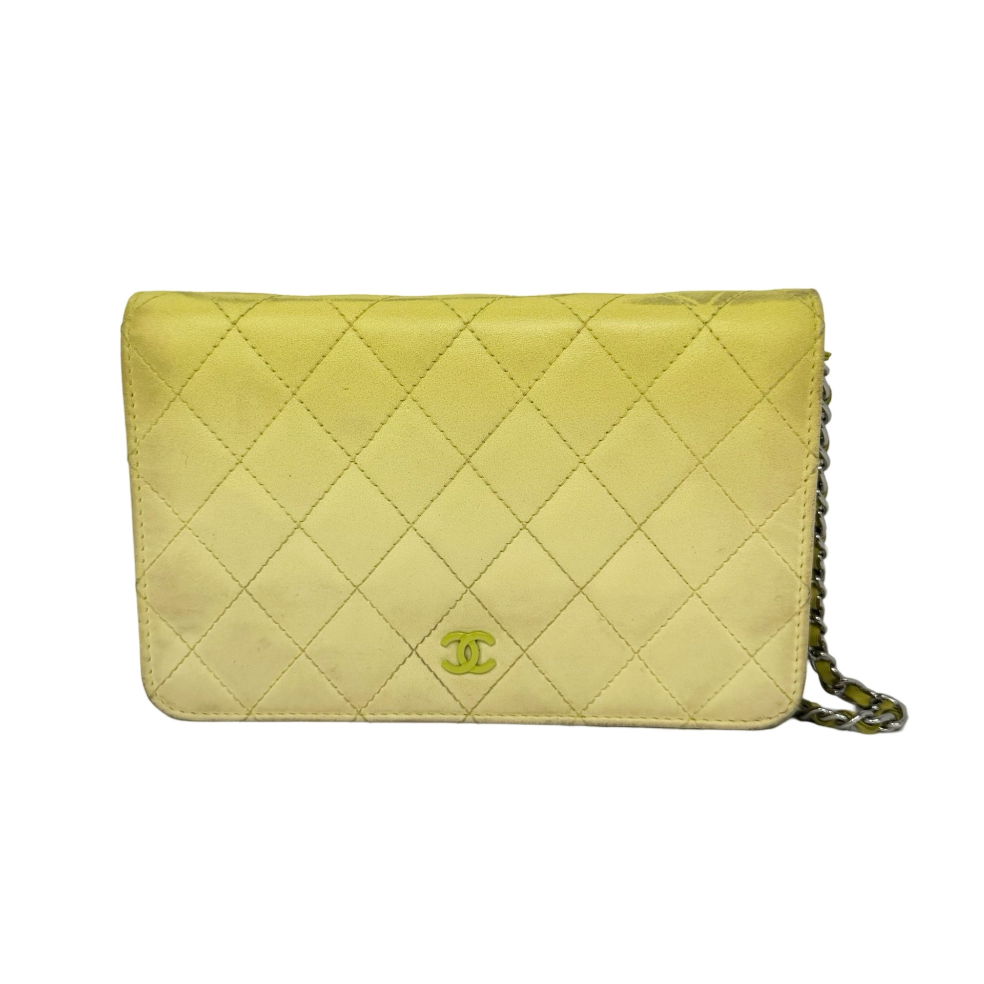 Chanel Yellow Ombre Quilted Wallet on a Chain