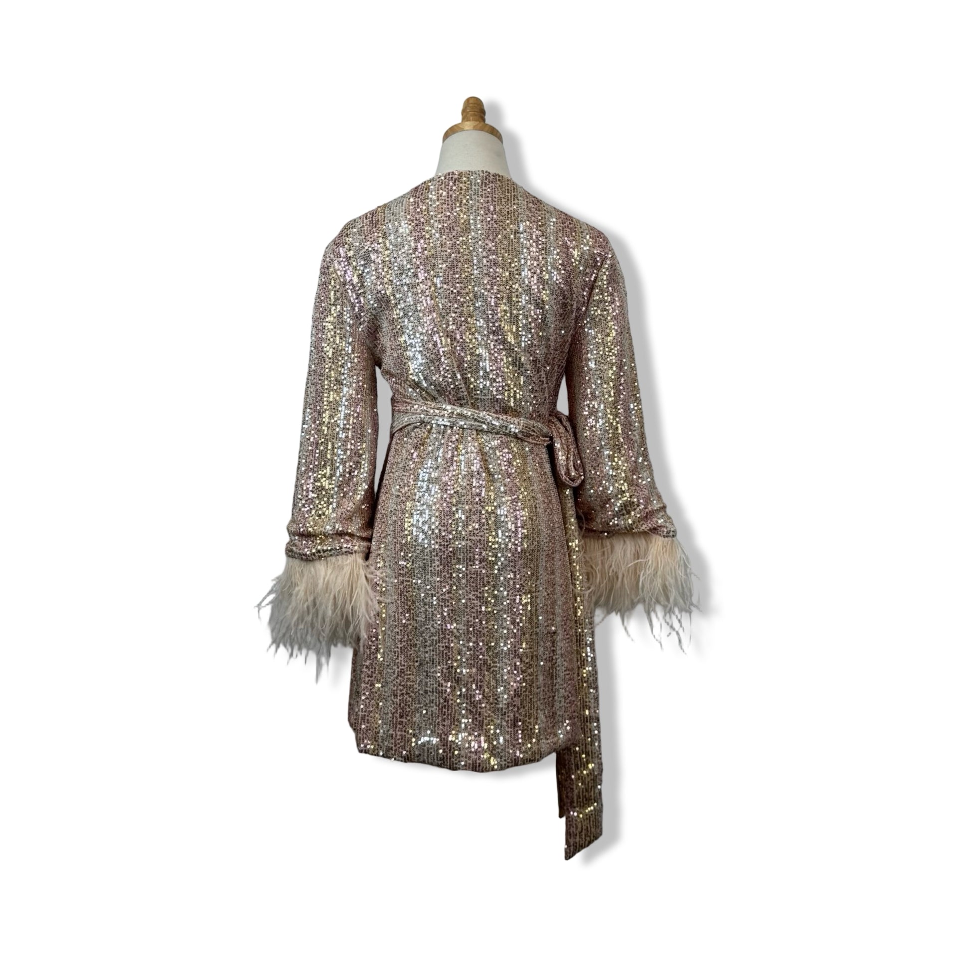 Likely Feathered Wrap Dress