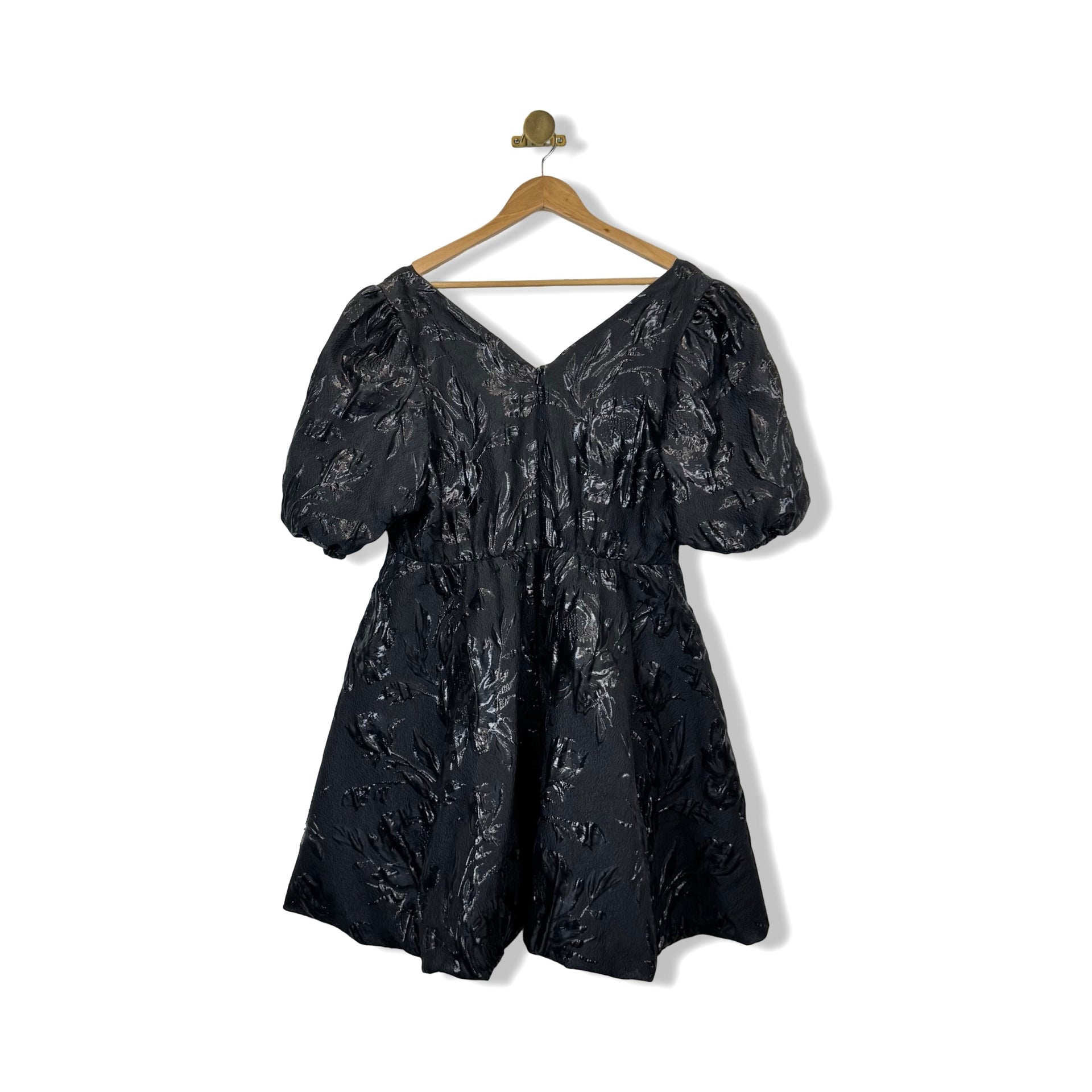 Eloquii Puff Sleeve Jacquard Dress