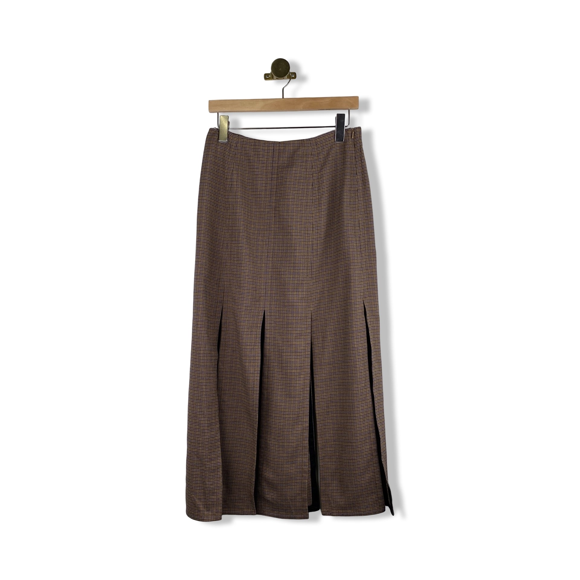 La Ligne Houndstooth Fringe Skirt