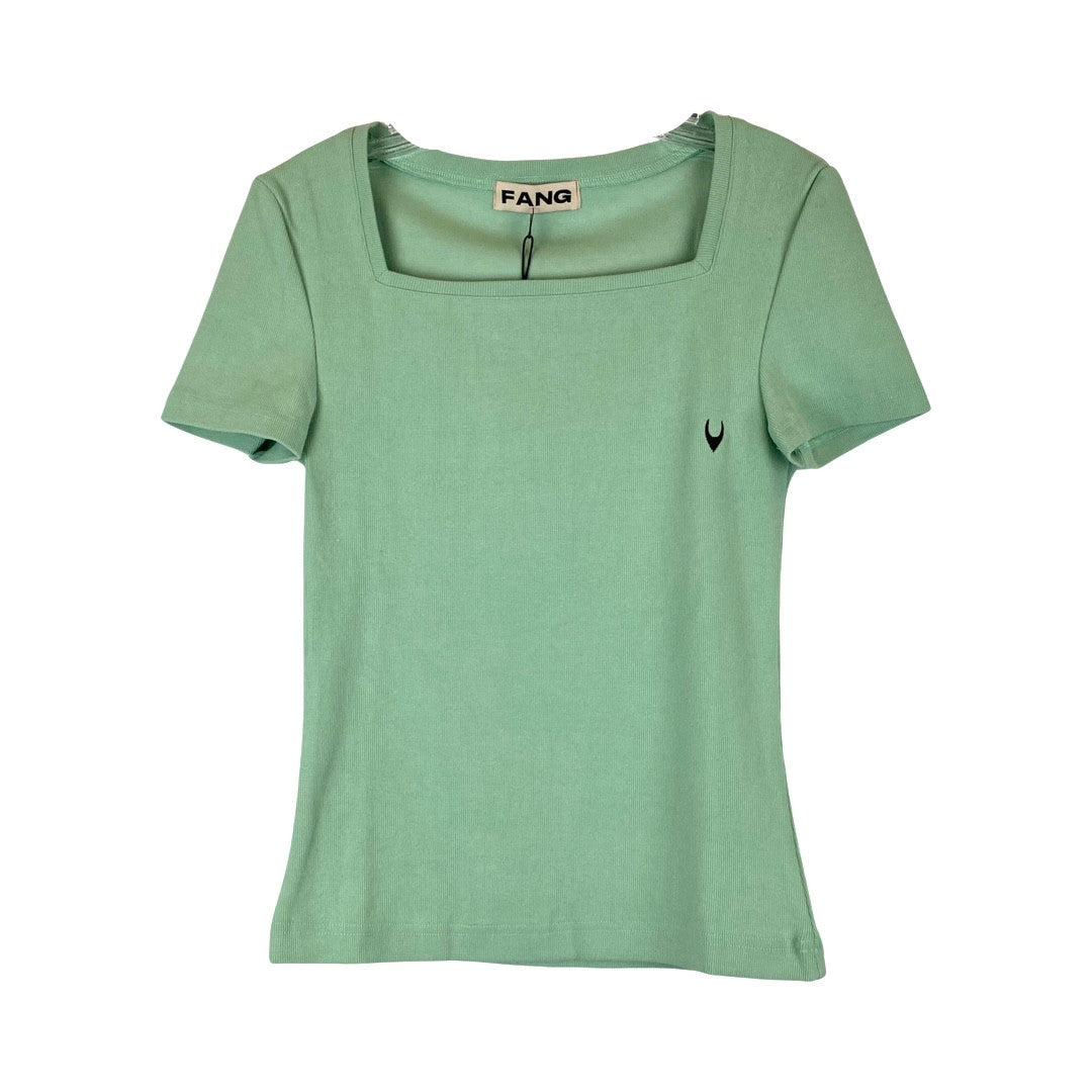 Fang Seafoam Essential Square Neck Ribbed Tee-front