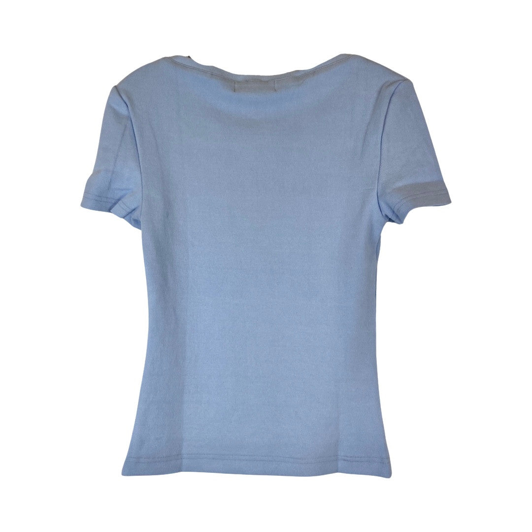 Fang Light Blue Essential Square Neck Ribbed Tee-back