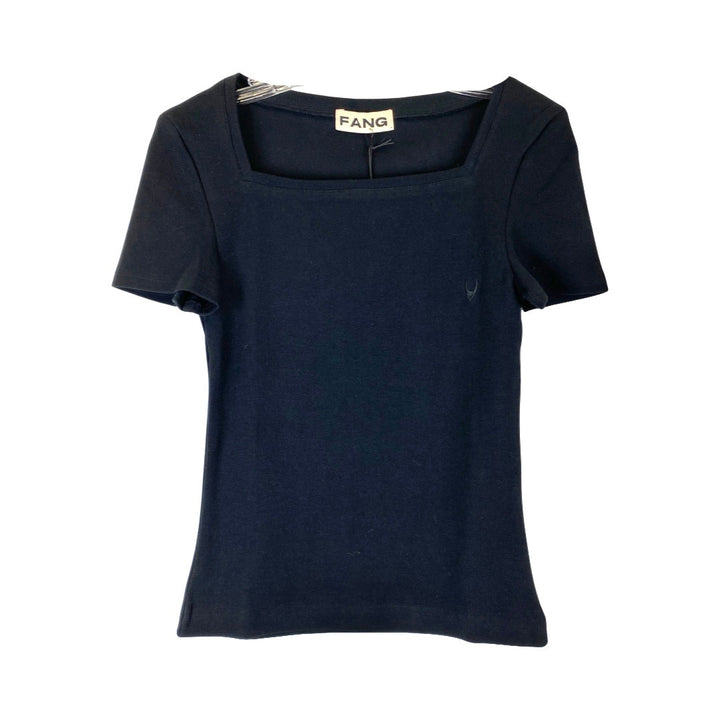 Fang Light Black Essential Square Neck Ribbed Tee-front
