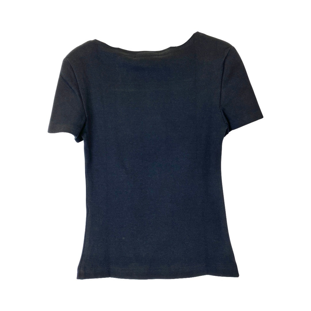 Fang Light Black Essential Square Neck Ribbed Tee-back